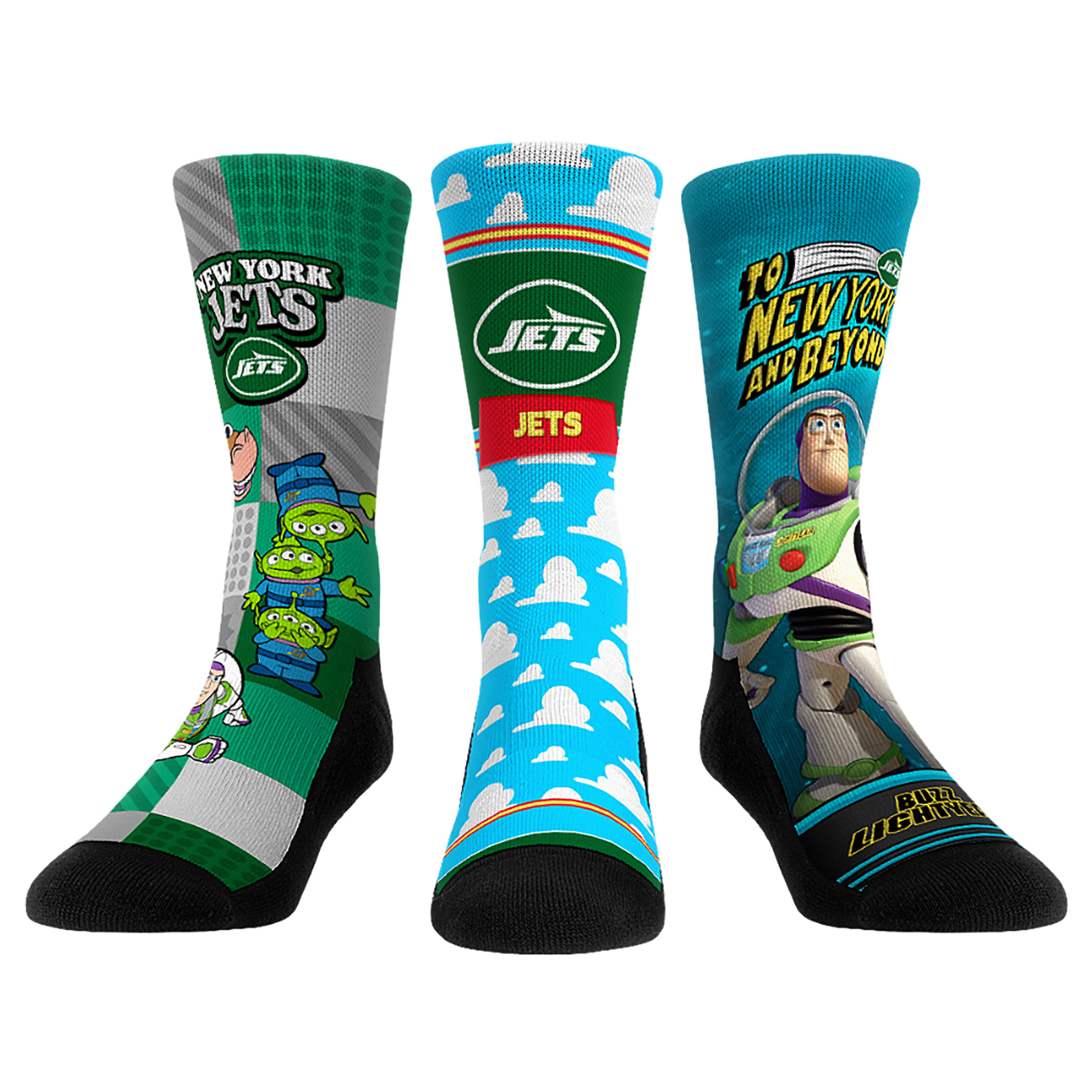 Unisex Rock Em New York Jets Toy Story 3-Pack Crew Socks