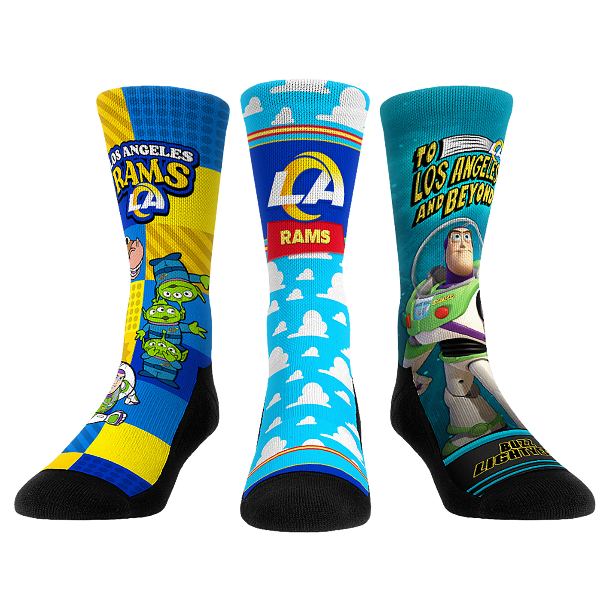 Unisex Rock Em Los Angeles Rams Toy Story 3-Pack Crew Socks