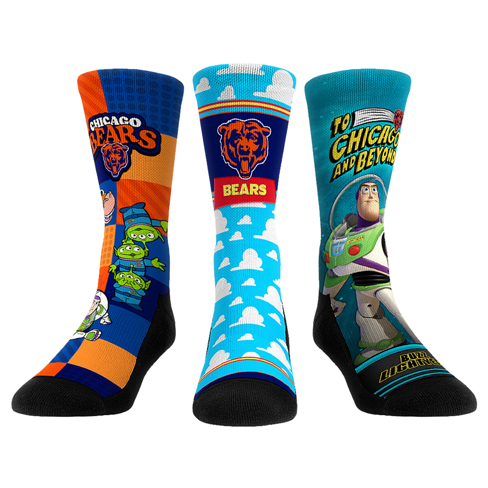 Unisex Rock Em Chicago Bears Toy Story 3-Pack Crew Socks
