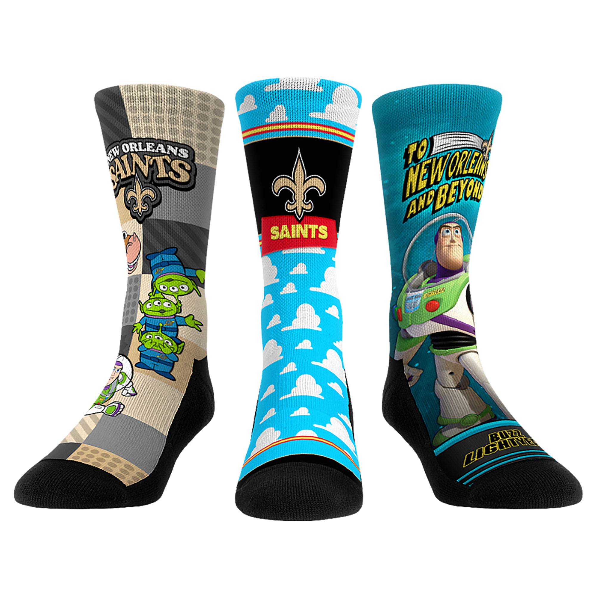 Unisex Rock Em New Orleans Saints Toy Story 3-Pack Crew Socks