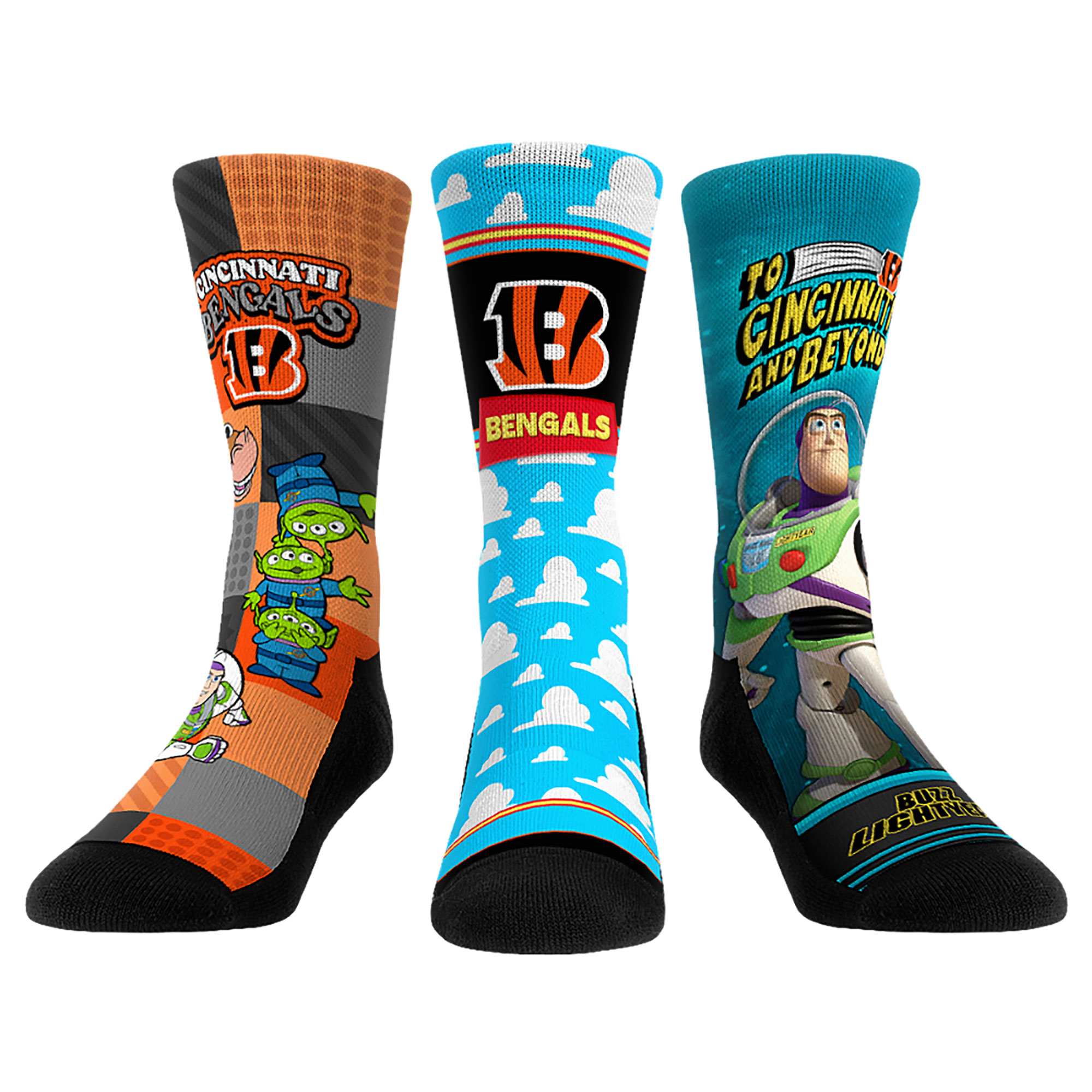 Unisex Rock Em Cincinnati Bengals Toy Story 3-Pack Crew Socks