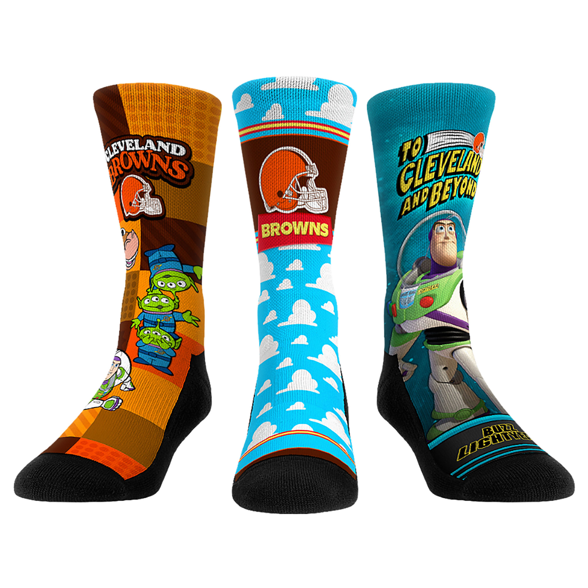 Unisex Rock Em Cleveland Browns Toy Story 3-Pack Crew Socks