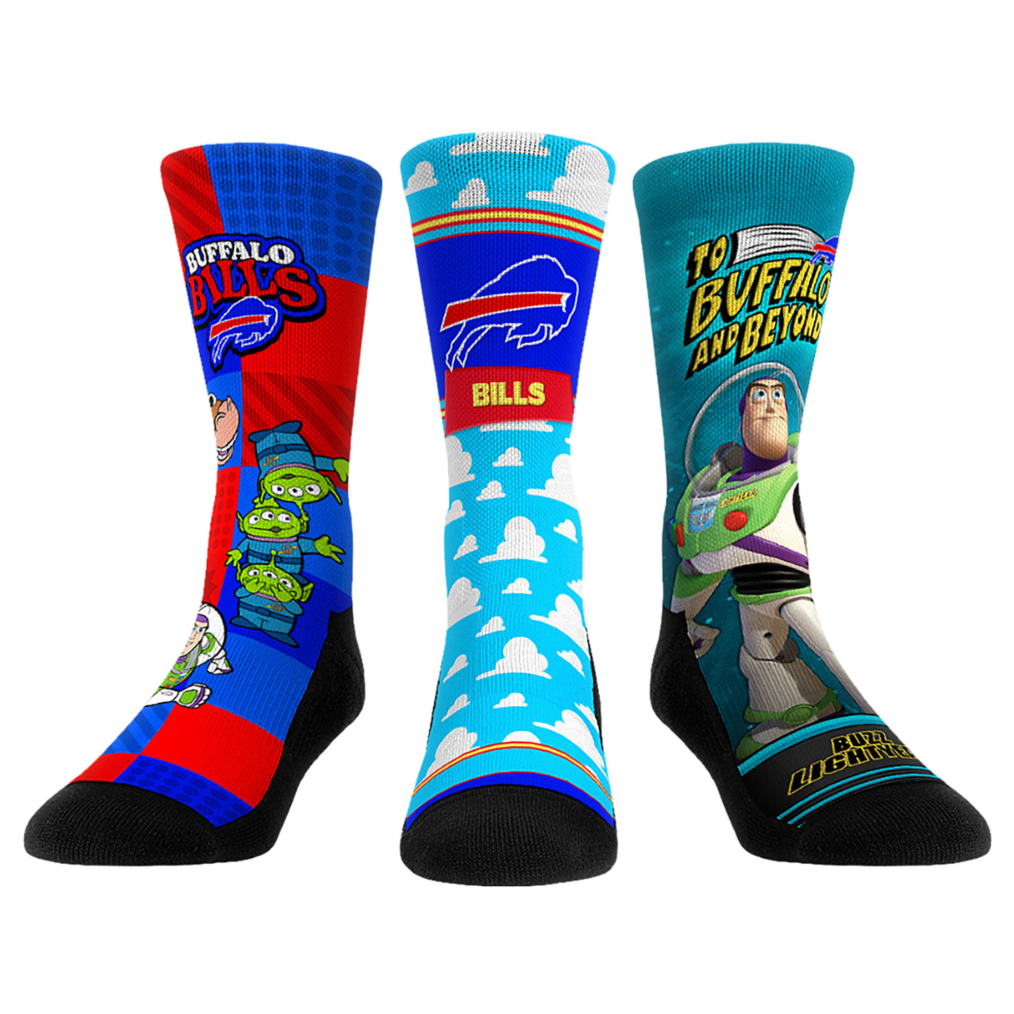 Unisex Rock Em Buffalo Bills Toy Story 3-Pack Crew Socks