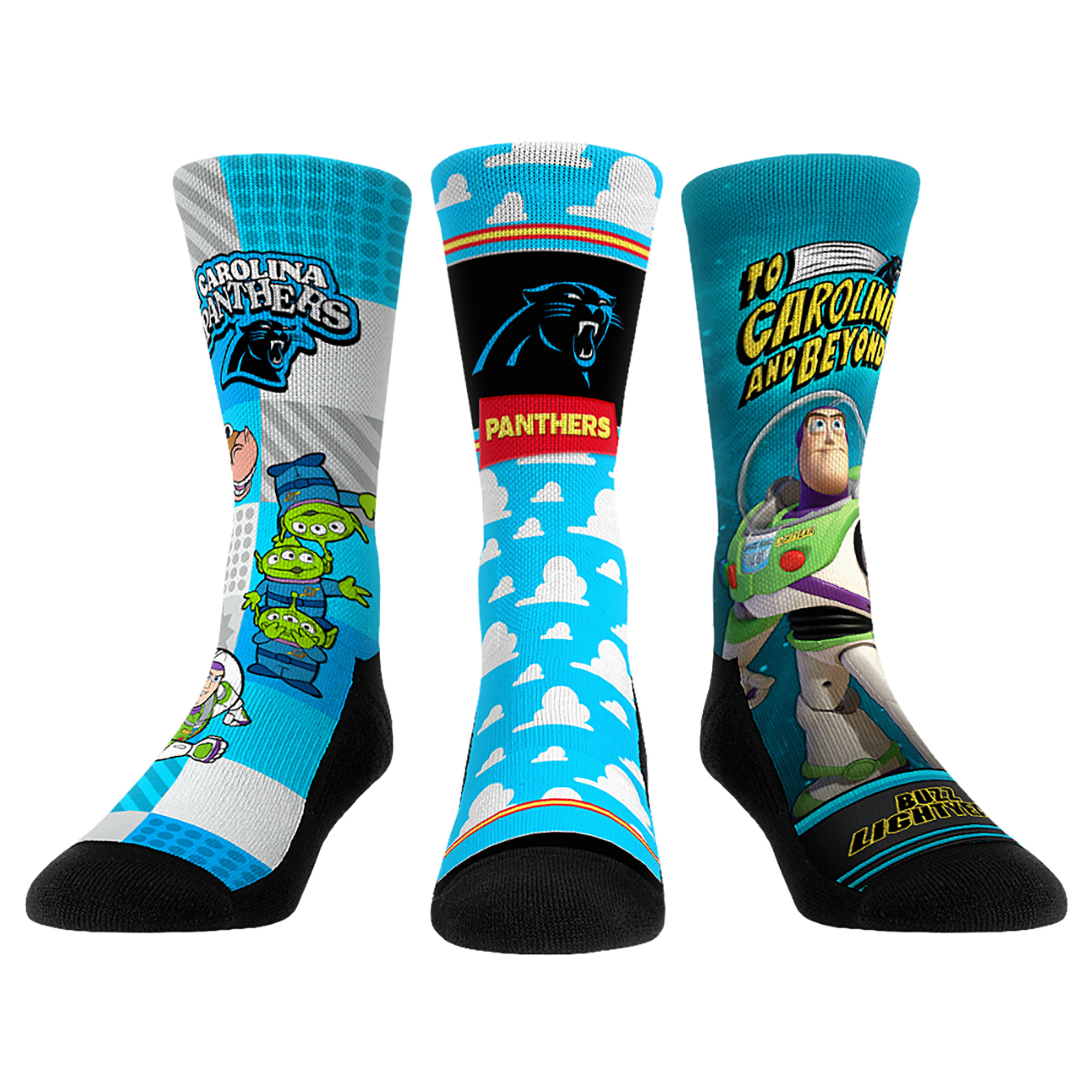Unisex Rock Em Carolina Panthers Toy Story 3-Pack Crew Socks