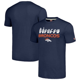 Unisex Homage Navy Denver Broncos The NFL ASL Collection by Love Sign American Sign Language T-Shirt