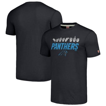Unisex Homage Charcoal Carolina Panthers The NFL ASL Collection by Love Sign American Sign Language T-Shirt
