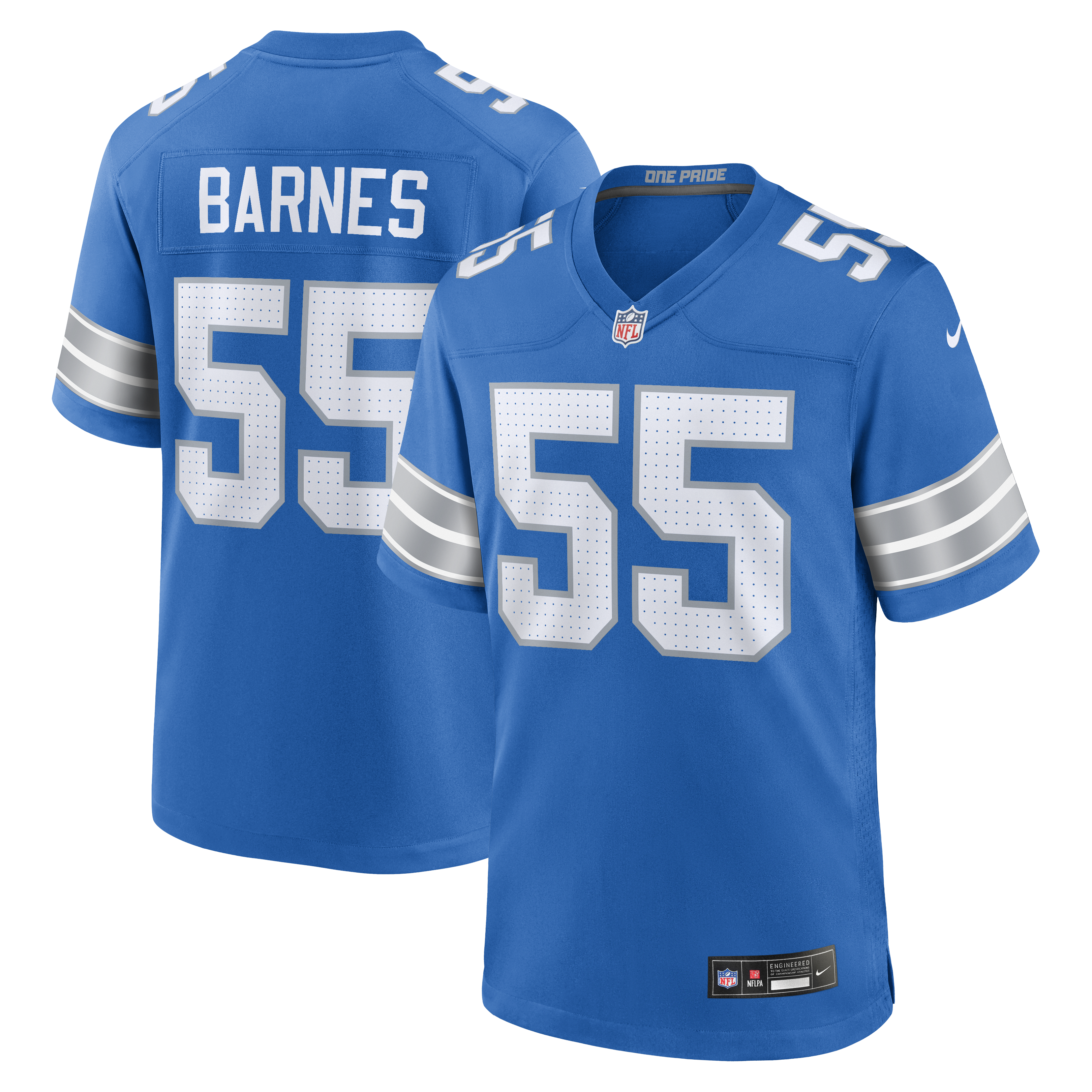 Men's Nike Derrick Barnes  Blue Detroit Lions Team Game Jersey