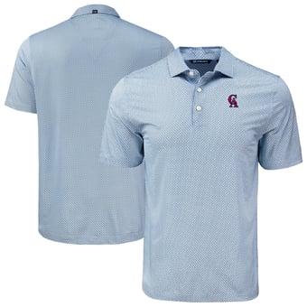 Men's Cutter & Buck Navy California Angels Cooperstown Collection Pike Eco Diamond Dot Print Polo