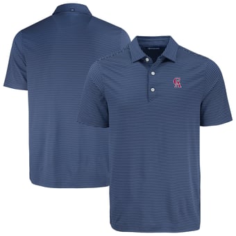 Men's Cutter & Buck Navy California Angels Cooperstown Collection Forge Eco Fine Line Stripe Polo