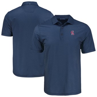 Men's Cutter & Buck Navy California Angels Big & Tall Cooperstown Collection Pike Eco Shadow Check Print Polo