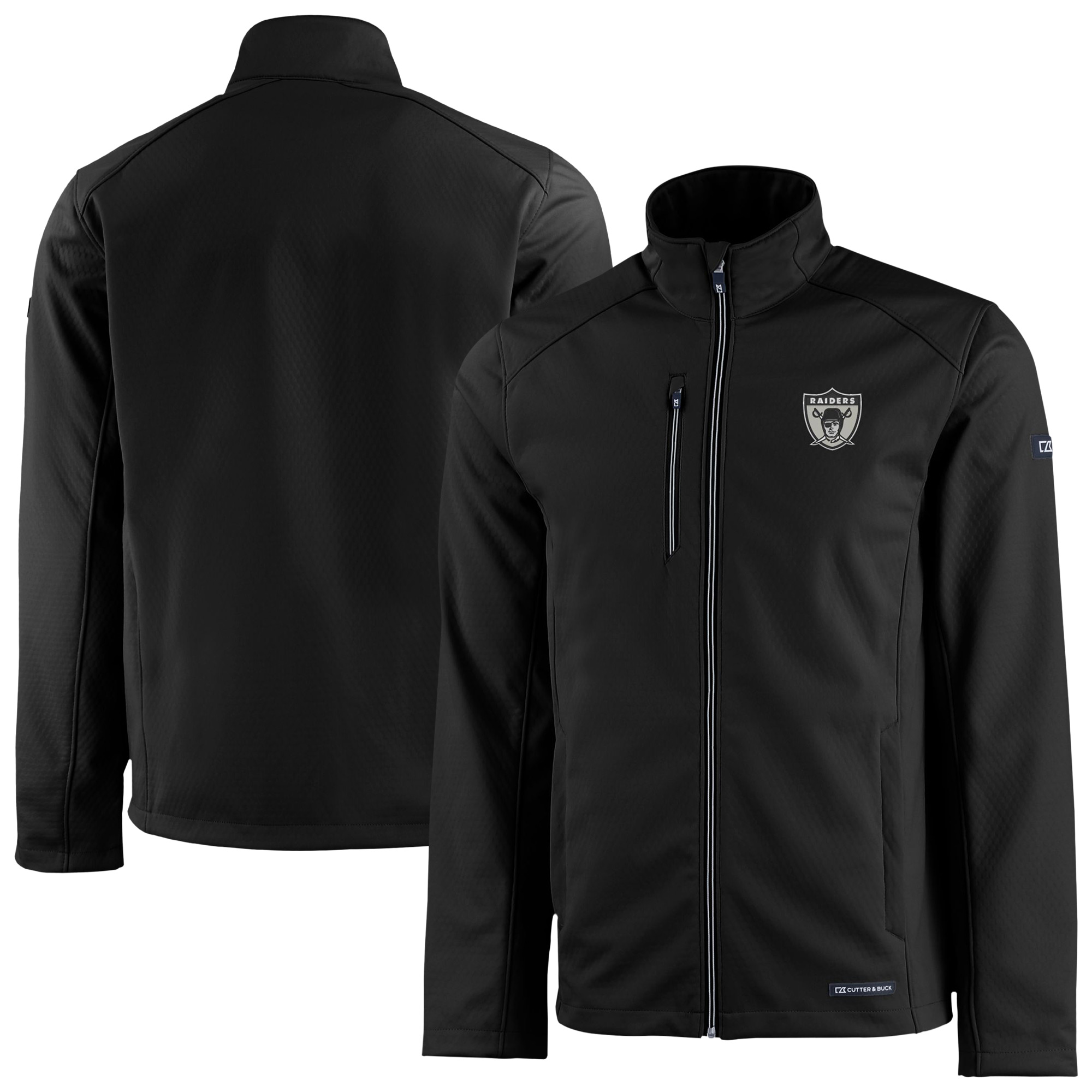 Men's Cutter & Buck Black Las Vegas Raiders Evoke Eco Softshell Recycled Full-Zip Jacket