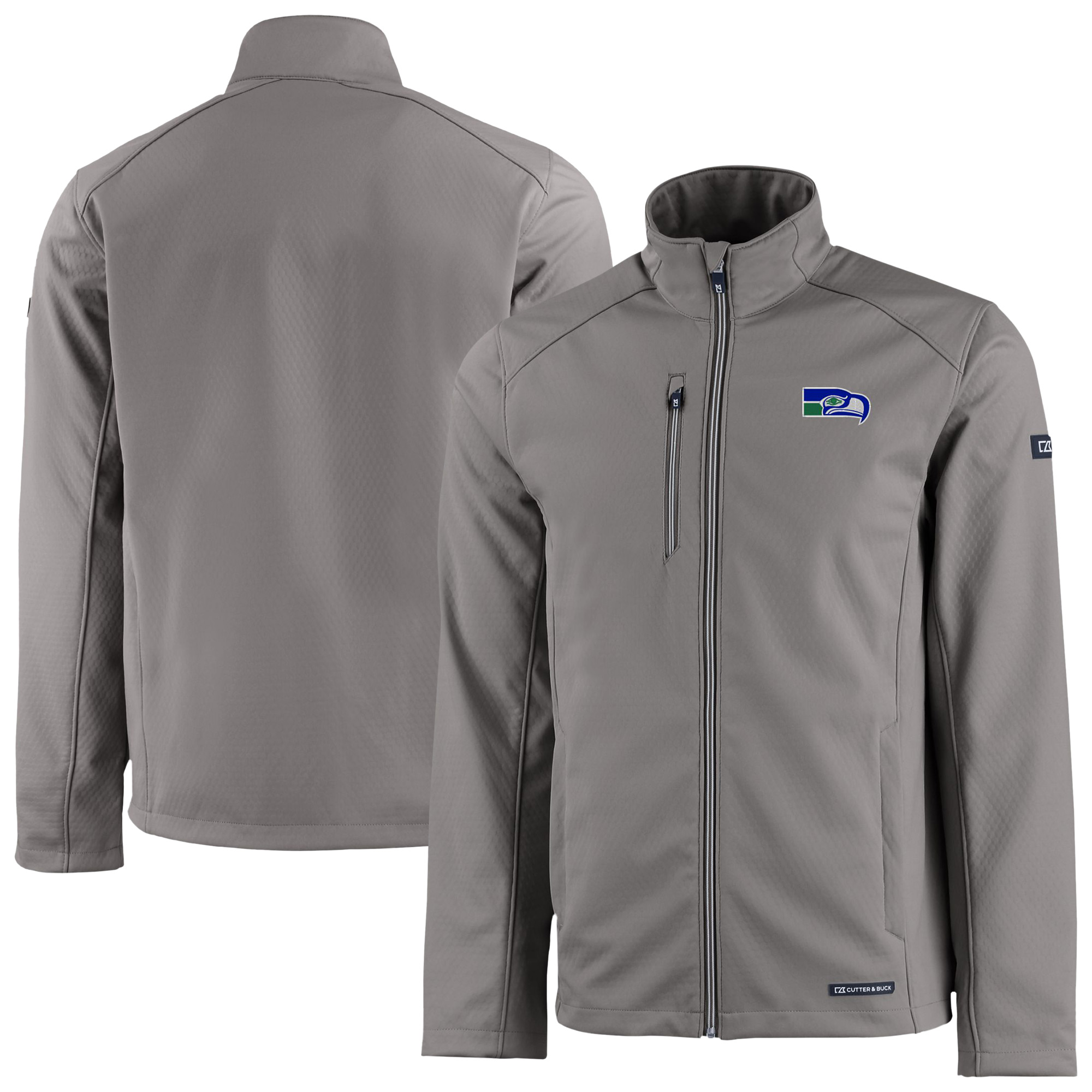 Men's Cutter & Buck Gray Seattle Seahawks Evoke Eco Softshell Recycled Full-Zip Jacket