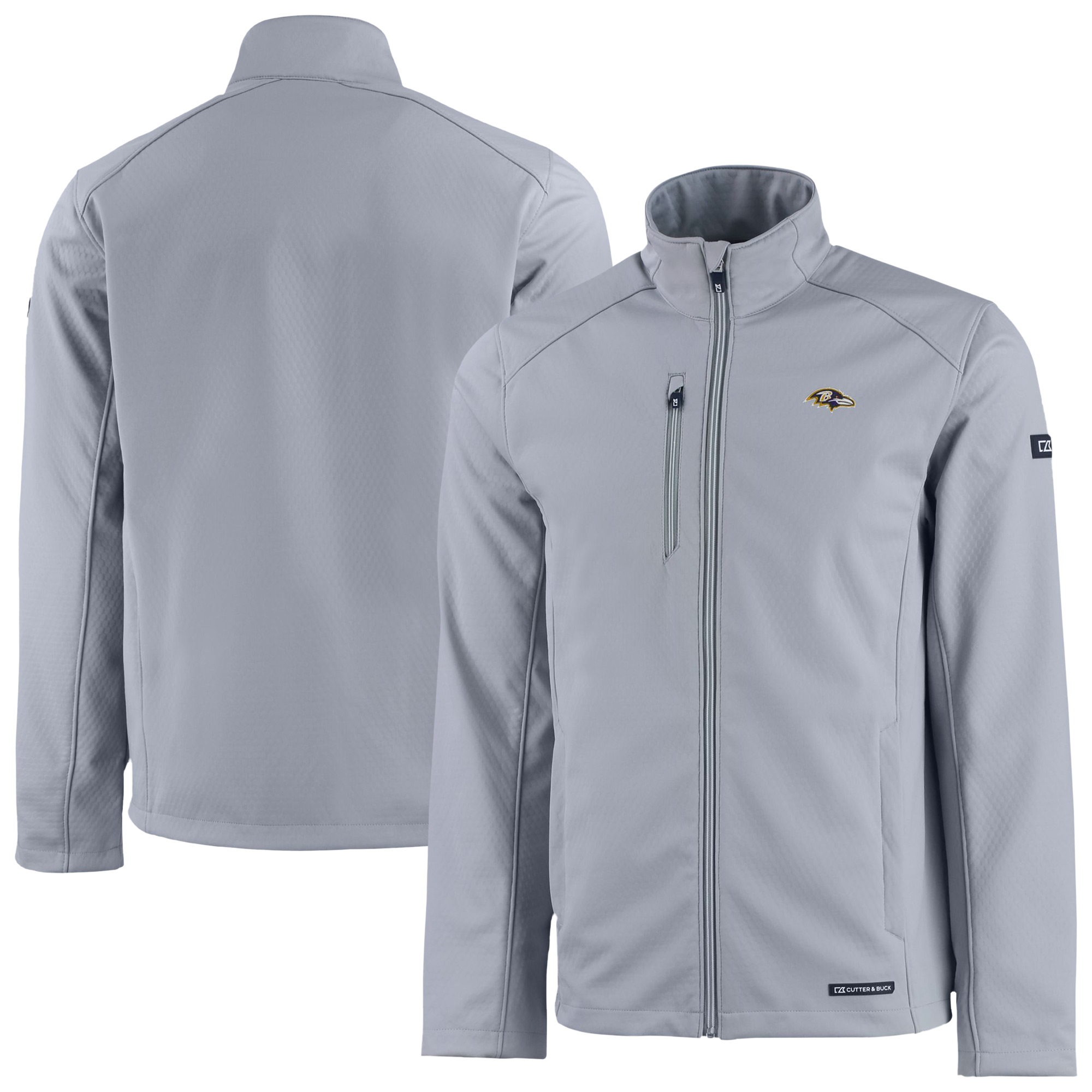 Men's Cutter & Buck Gray Baltimore Ravens Evoke Eco Softshell Recycled Full-Zip Jacket