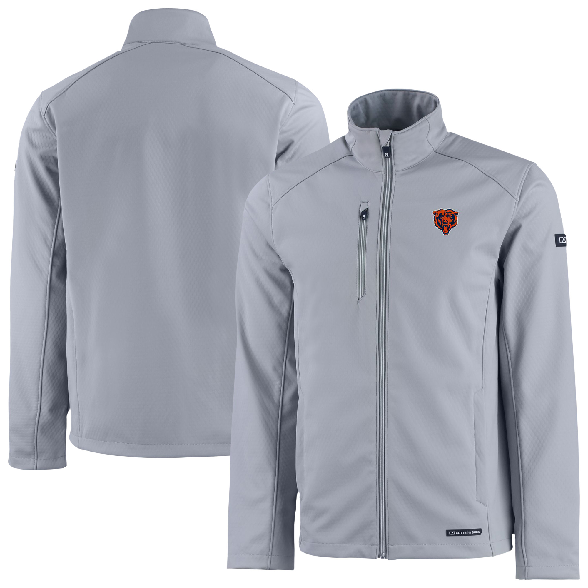 Men's Cutter & Buck Gray Chicago Bears Evoke Eco Softshell Recycled Full-Zip Jacket