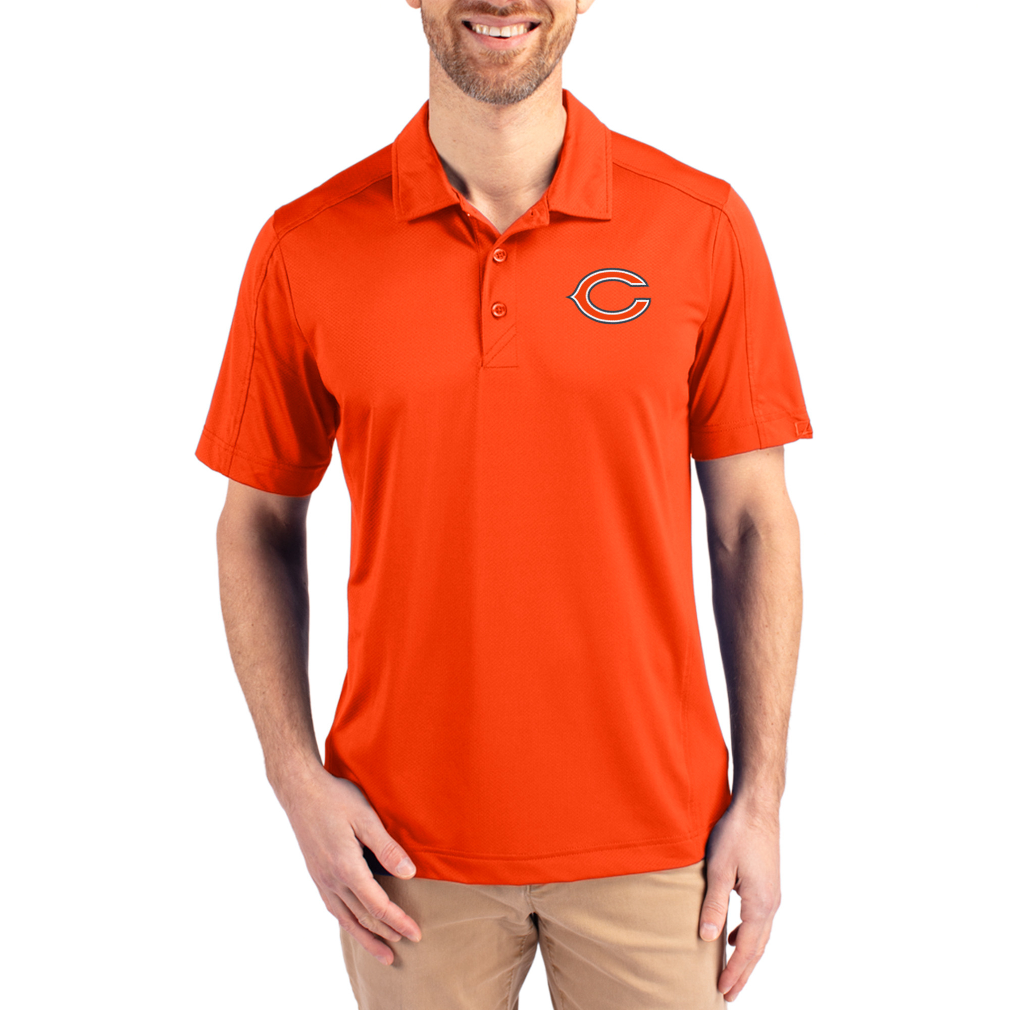 Men's Cutter & Buck Orange Chicago Bears Prospect Eco DryTec Polo