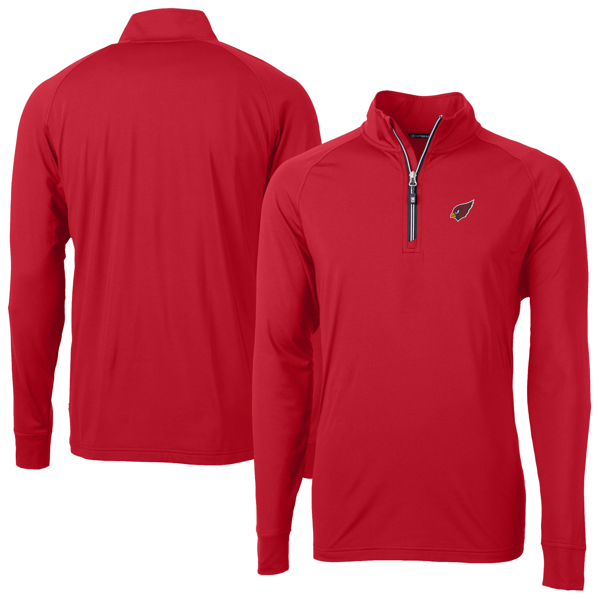 Men's Cutter & Buck Red Arizona Cardinals Adapt Eco DryTec Raglan Quarter-Zip Jacket