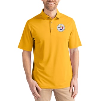 Men's Cutter & Buck Gold Pittsburgh Steelers  Virtue Eco Pique Tile Print Recycled Polo