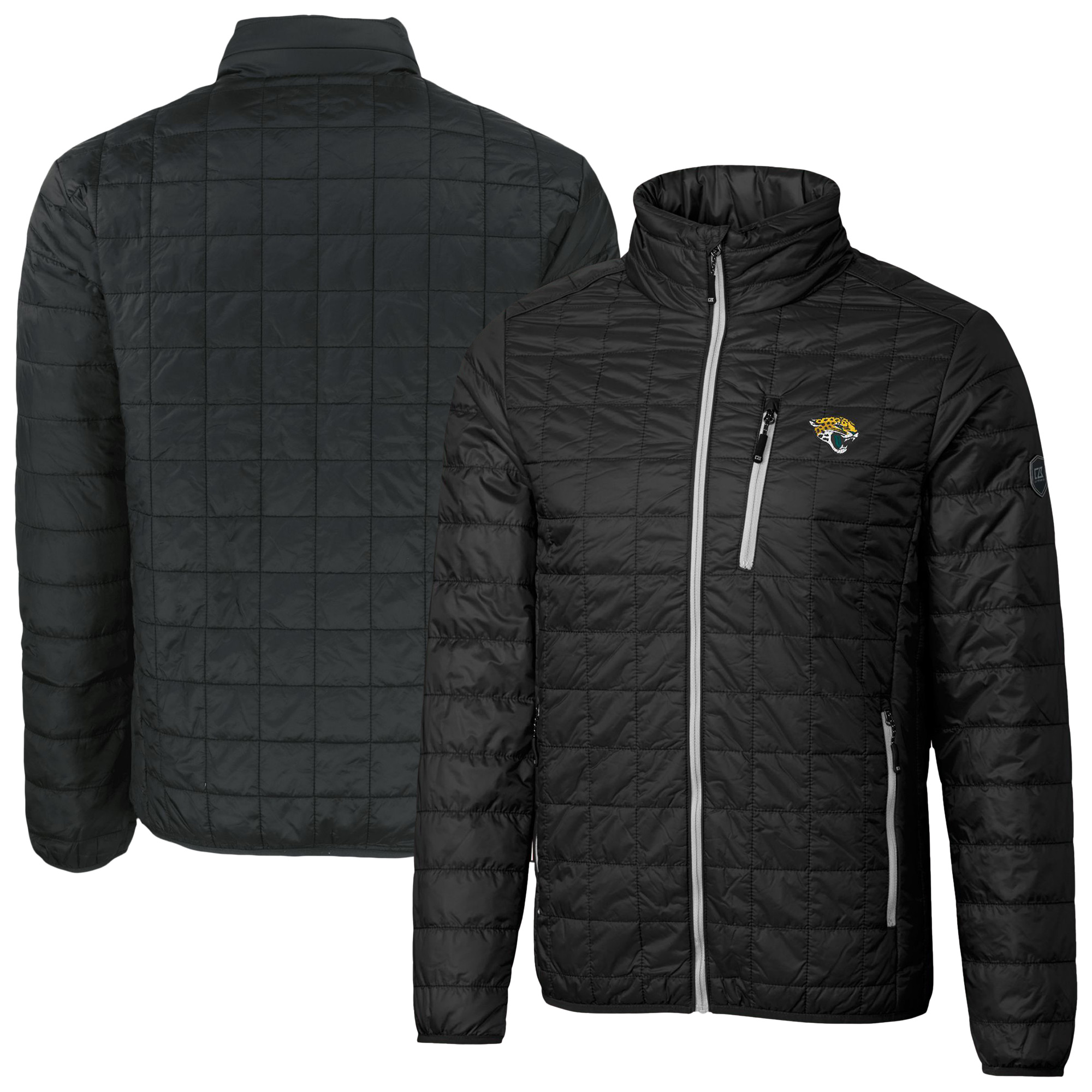 Men's Cutter & Buck Black Jacksonville Jaguars Rainier PrimaLoft Eco Insulated Full-Zip Puffer Jacket