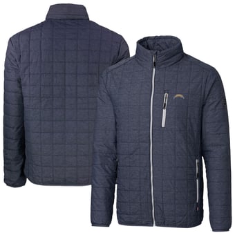Men's Cutter & Buck Anthracite Los Angeles Chargers Rainier PrimaLoft Eco Insulated Full-Zip Puffer Jacket
