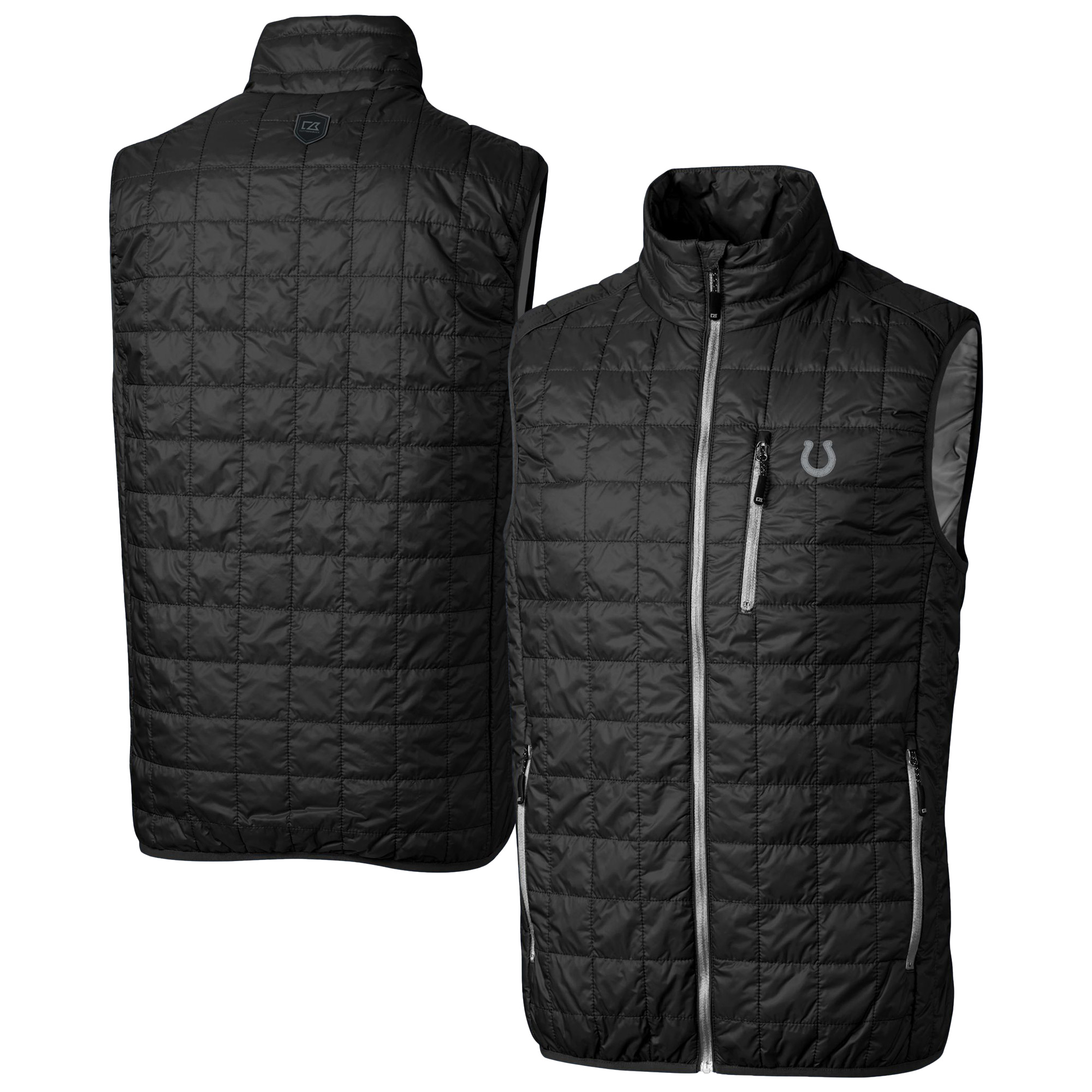 Men's Cutter & Buck Black Indianapolis Colts Rainier PrimaLoft Eco Insulated Full-Zip Puffer Vest