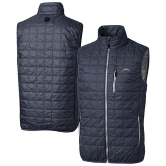 Men's Cutter & Buck Navy Los Angeles Chargers Rainier PrimaLoft Eco Insulated Full-Zip Puffer Vest