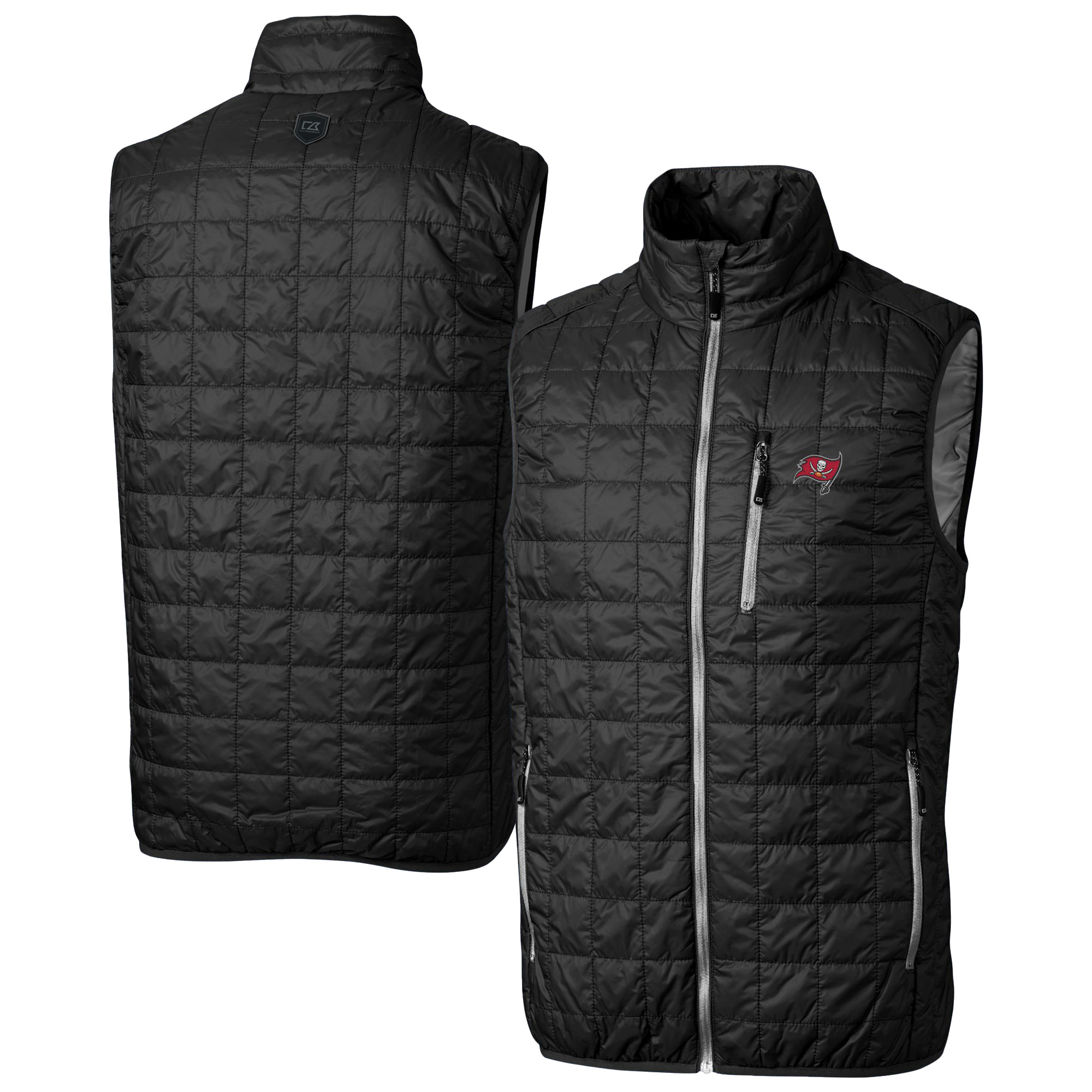 Men's Cutter & Buck Black Tampa Bay Buccaneers Rainier PrimaLoft Eco Insulated Full-Zip Puffer Vest