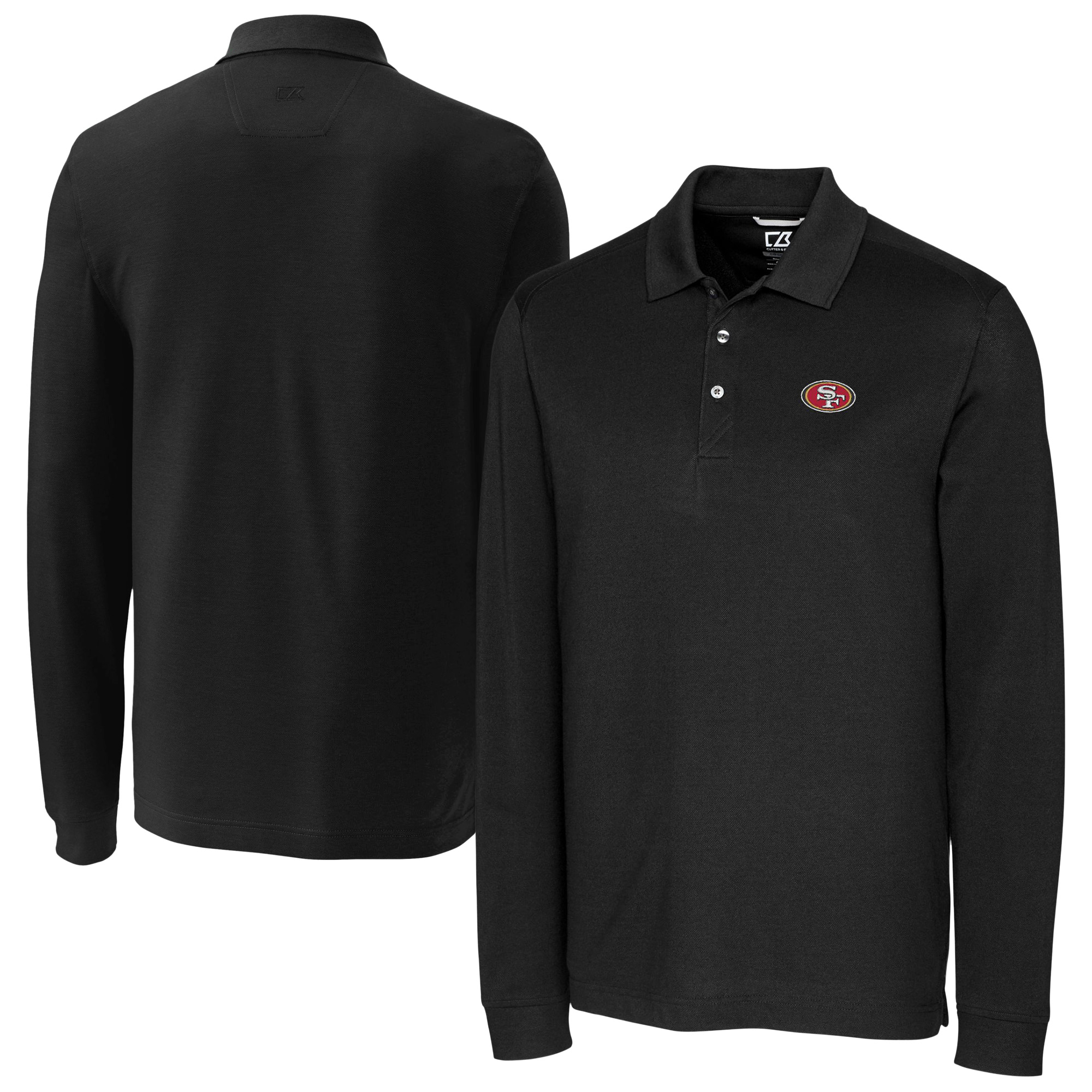Men's Cutter & Buck Black San Francisco 49ers Advantage Eco Pique DryTec Tri-Blend Polo