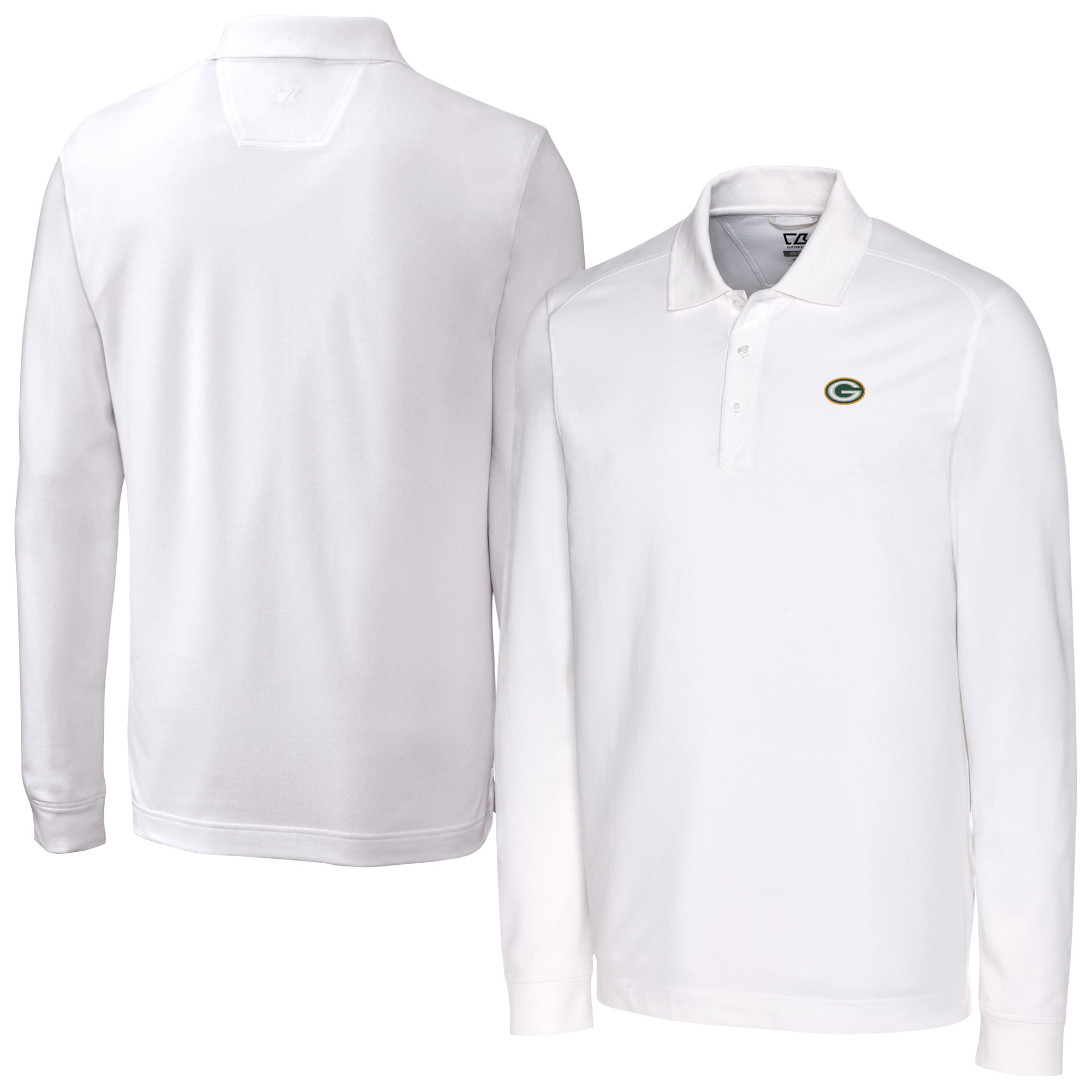 Men's Cutter & Buck White Green Bay Packers Advantage Eco Pique DryTec Tri-Blend Polo