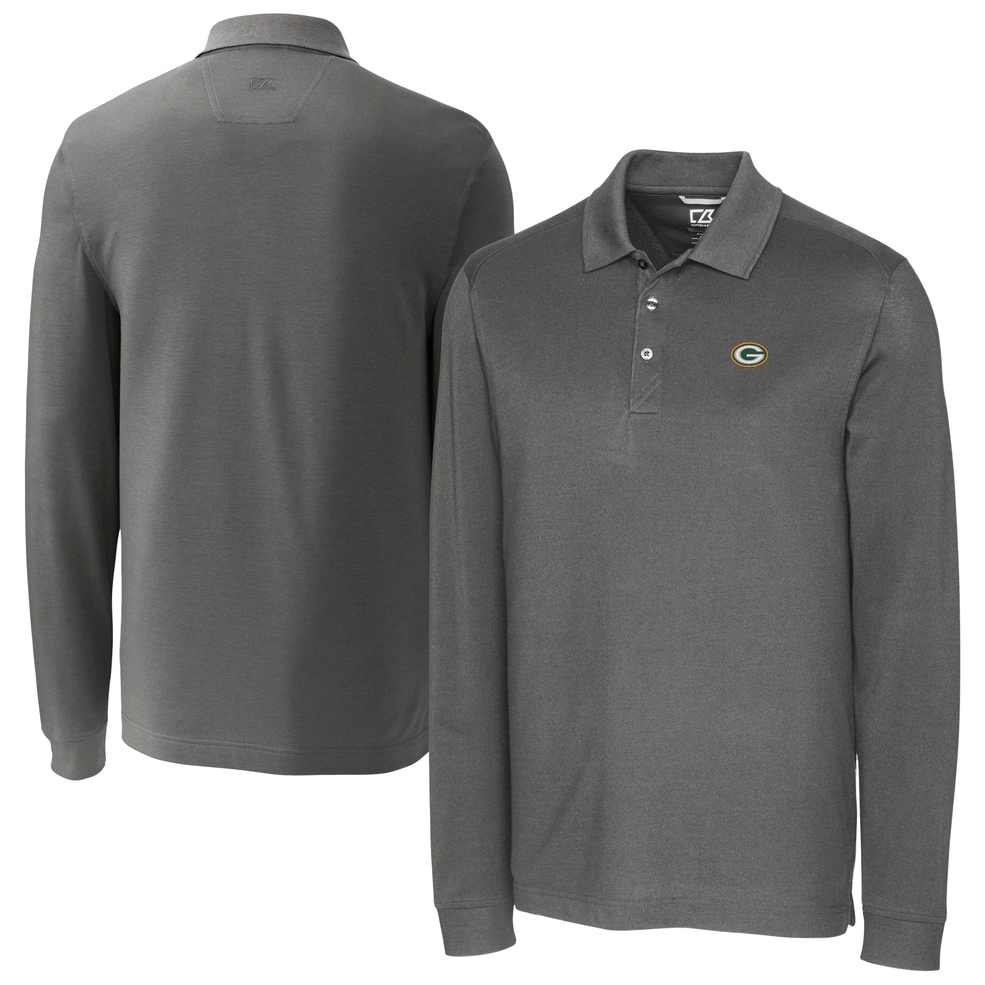 Men's Cutter & Buck Gray Green Bay Packers Advantage Eco Pique DryTec Tri-Blend Polo