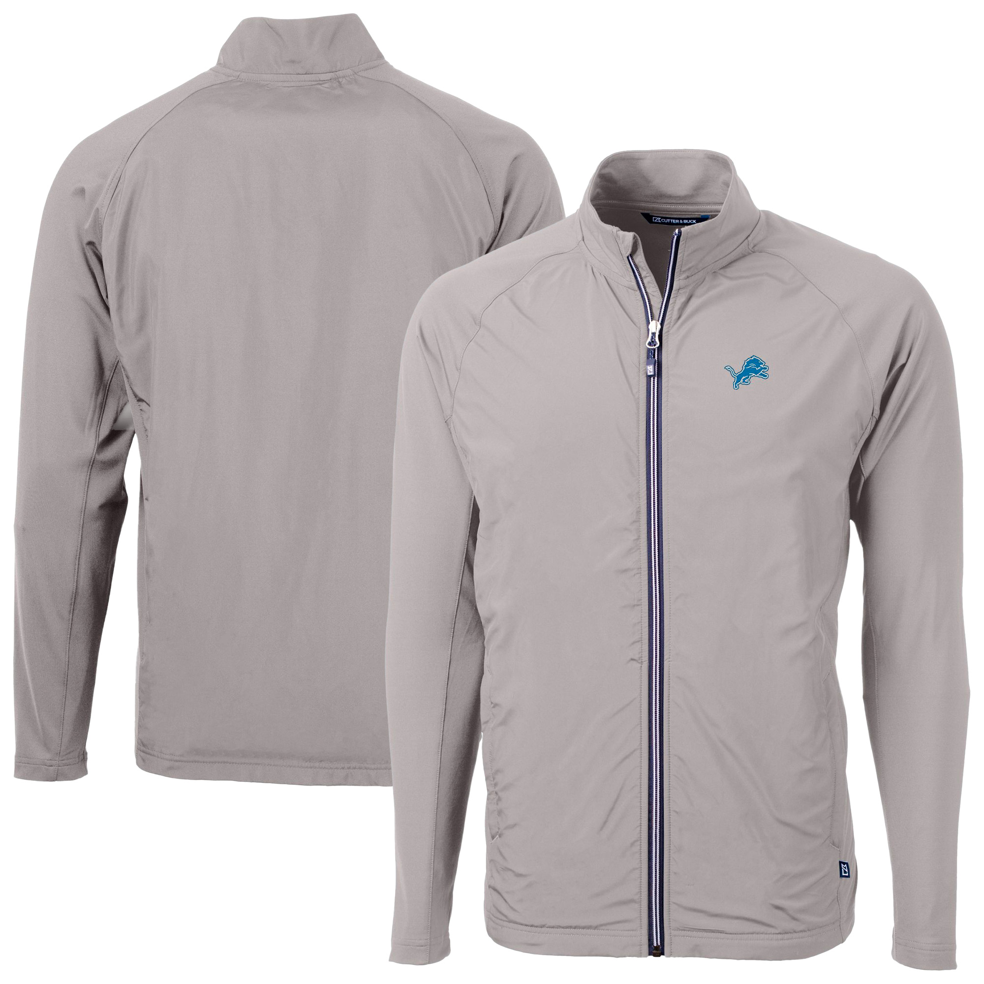 Men's Cutter & Buck Gray Detroit Lions Adapt Eco Hybrid Recycled Full-Zip Jacket