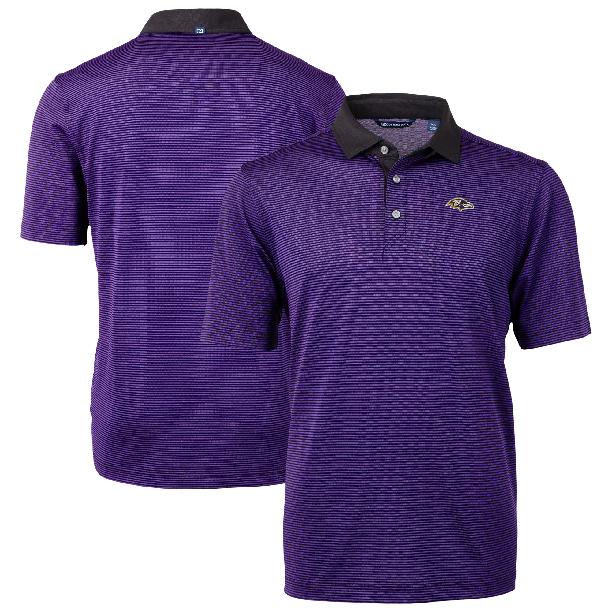 Men's Cutter & Buck Purple Baltimore Ravens DryTec Virtue Eco Pique Micro Stripe Recycled Polo