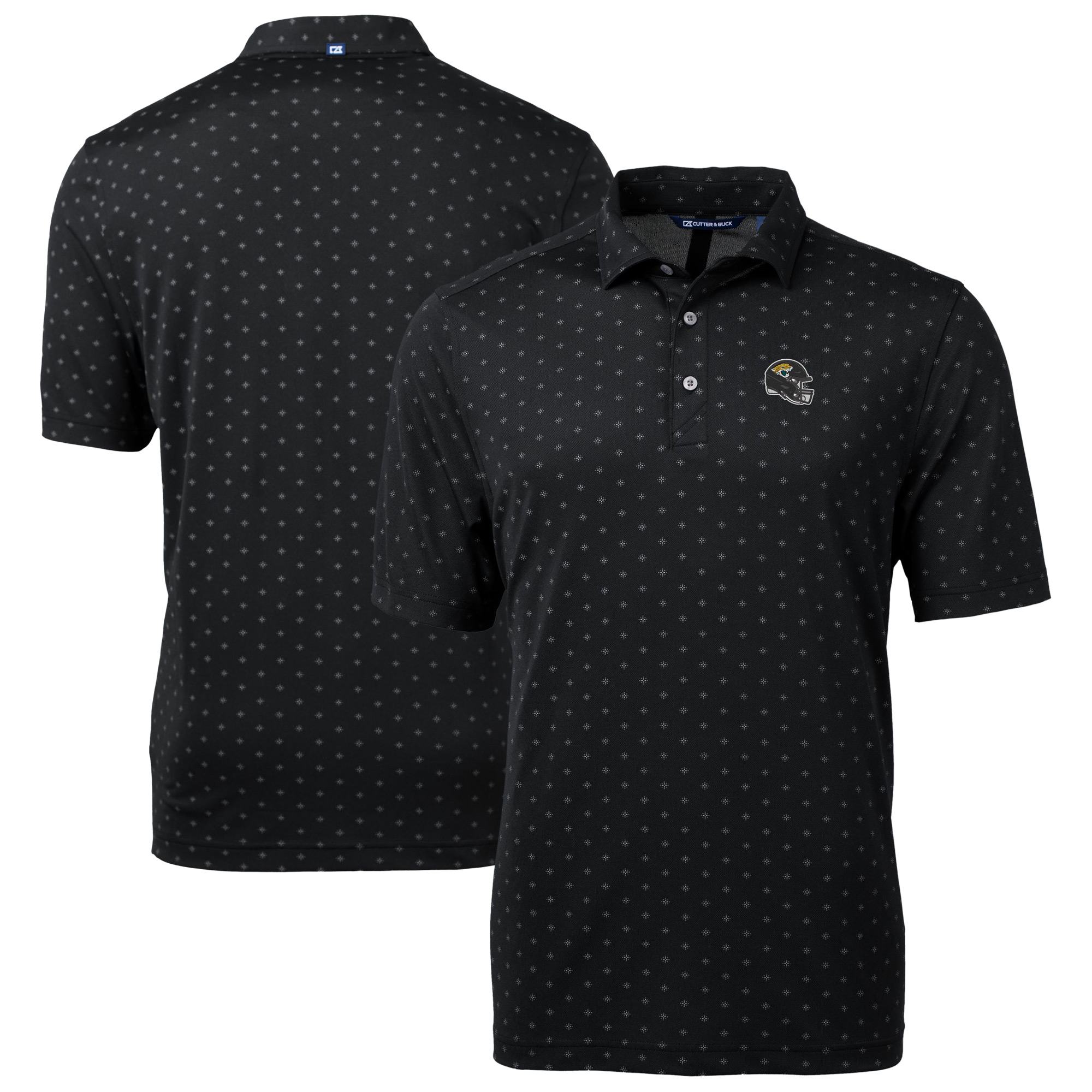 Men's Cutter & Buck Black Jacksonville Jaguars Big & Tall Virtue Eco Pique Tile Print Recycled Polo
