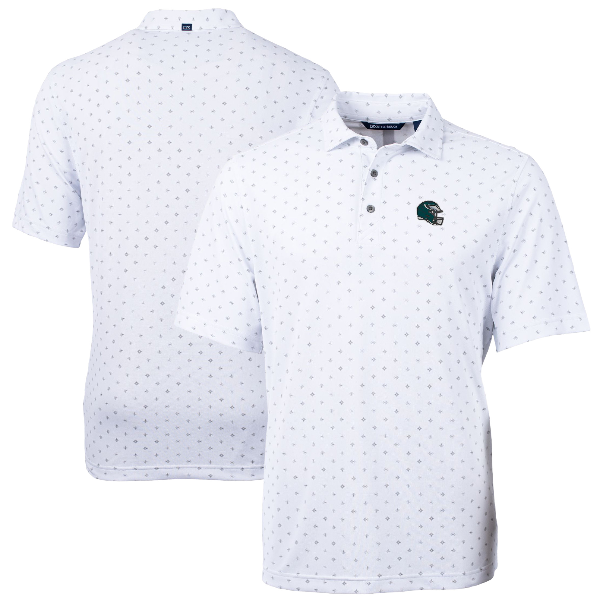 Men's Cutter & Buck White Philadelphia Eagles Big & Tall Virtue Eco Pique Tile Print Recycled Polo