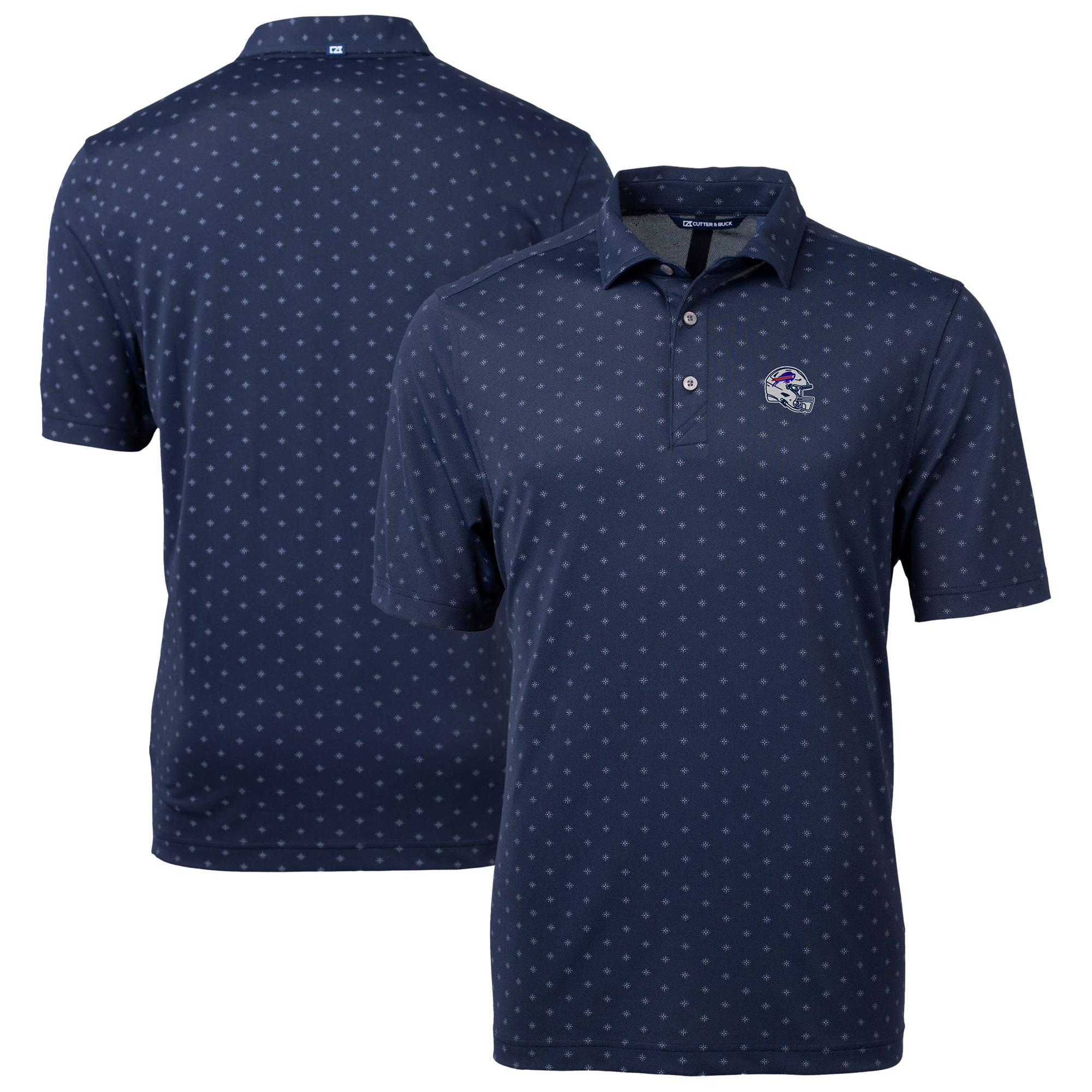 Men's Cutter & Buck Navy Buffalo Bills Big & Tall Virtue Eco Pique Tile Print Recycled DryTec Polo