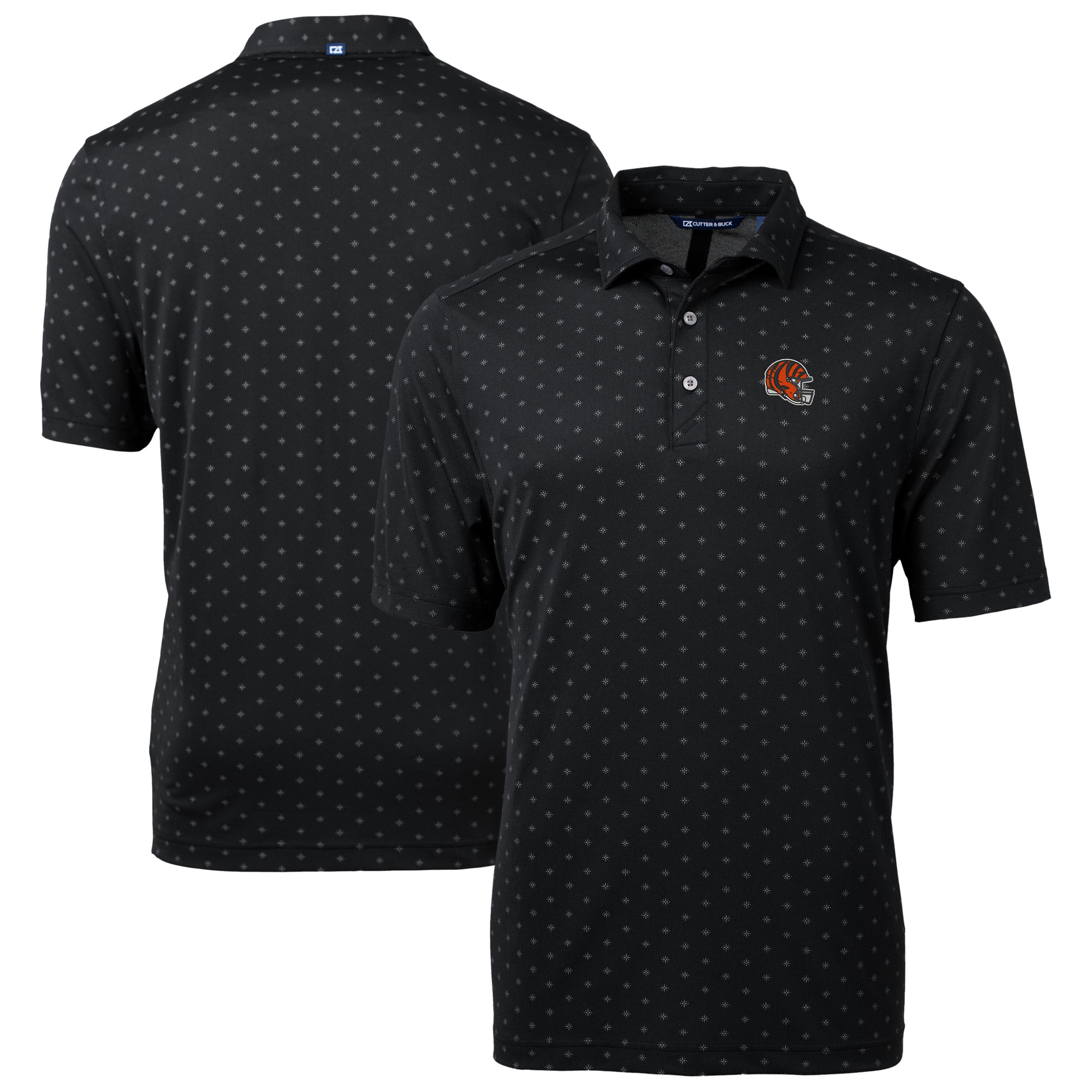 Men's Cutter & Buck Black Cincinnati Bengals Big & Tall Virtue Eco Pique Tile Print Recycled Polo