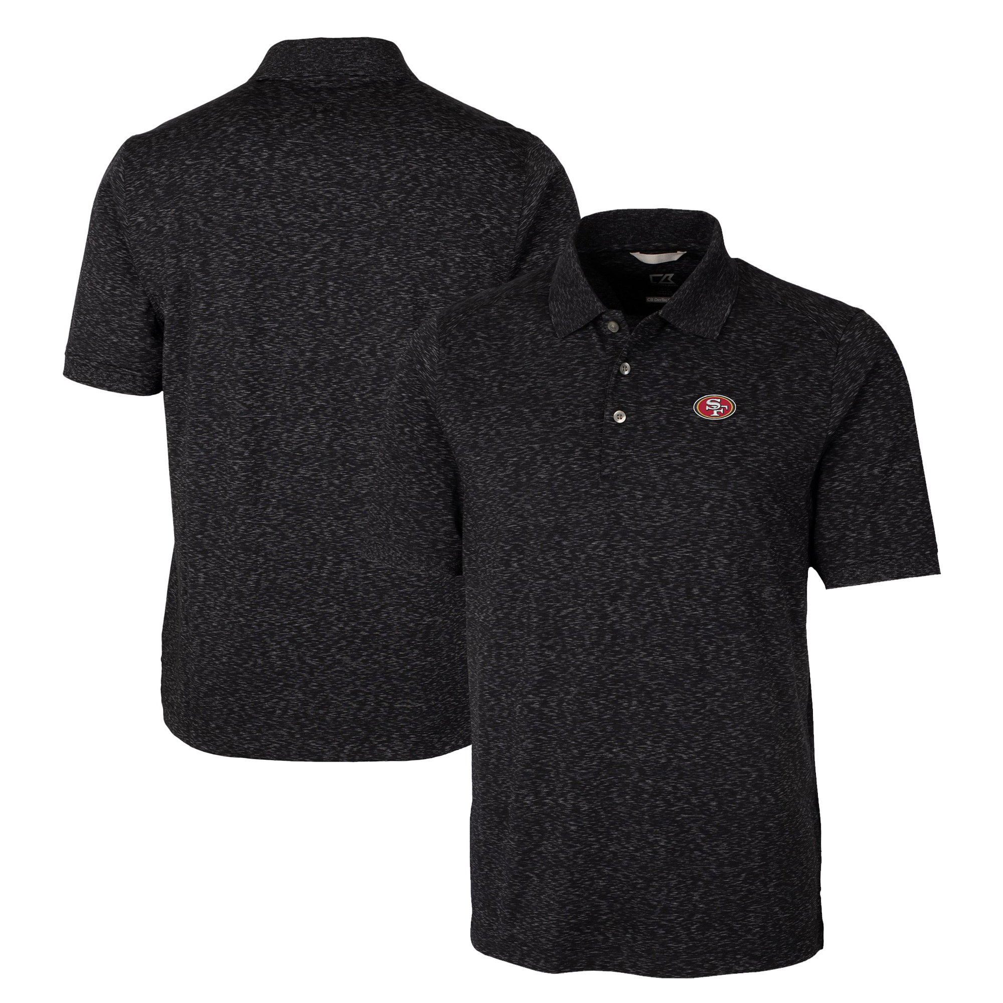 Men's Cutter & Buck Black San Francisco 49ers Big & Tall Advantage Tri-Blend Space Dye Polo