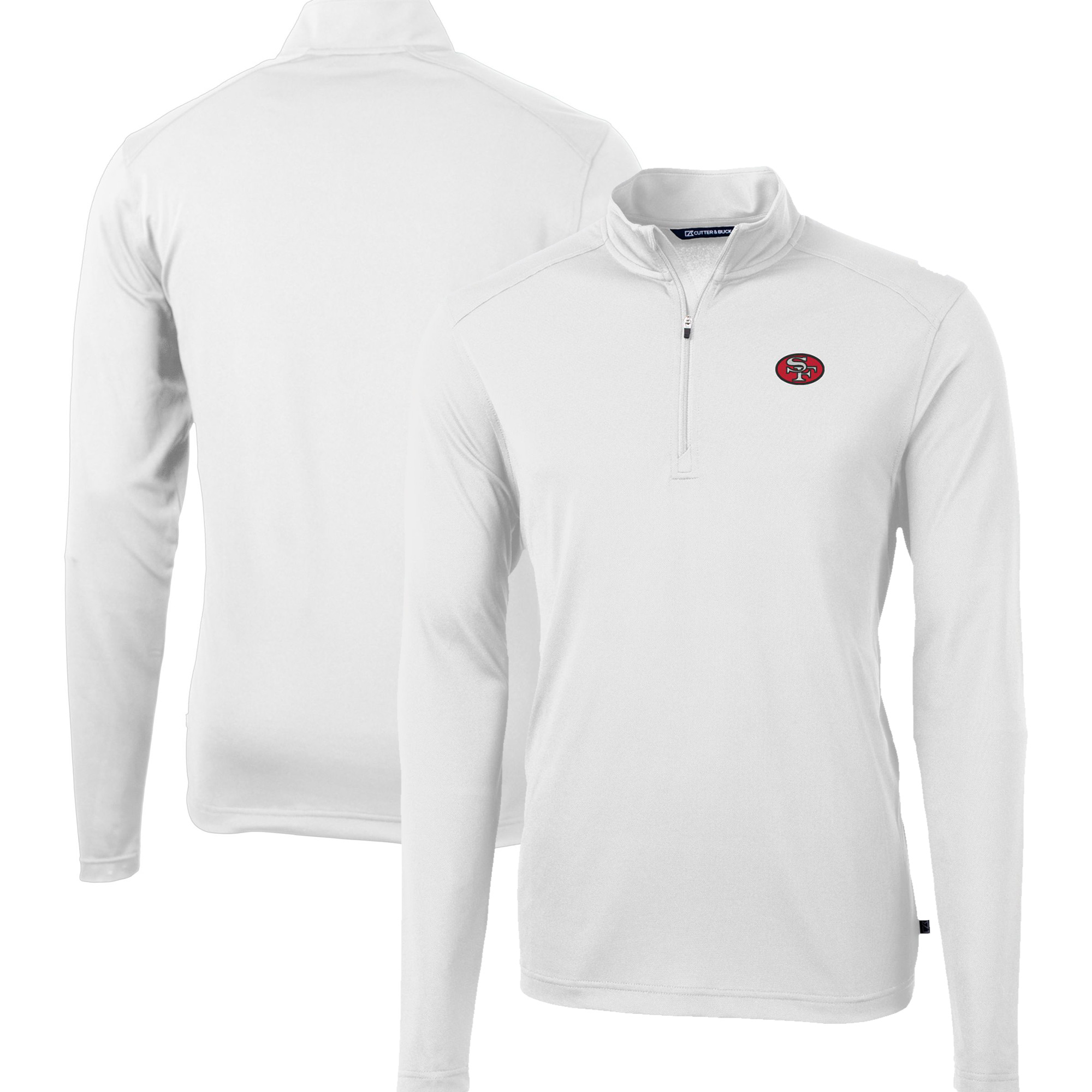Men's Cutter & Buck White San Francisco 49ers Big & Tall Virtue Eco Pique Quarter-Zip Jacket