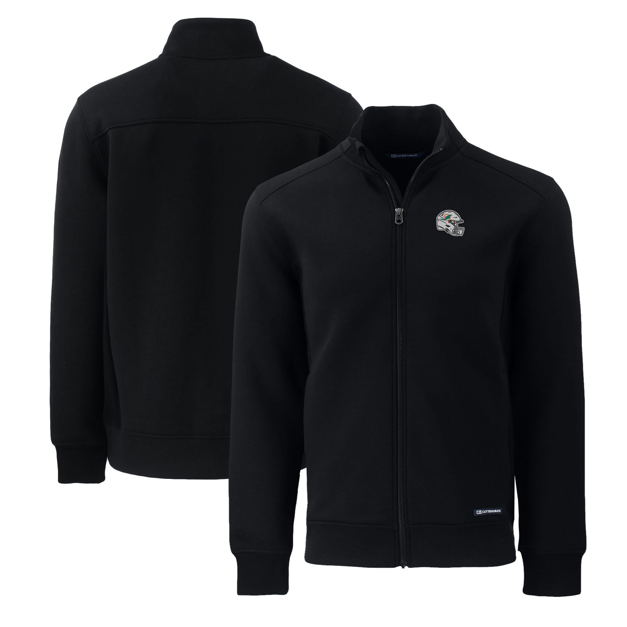Men's Cutter & Buck Black Miami Dolphins Big & Tall Roam Eco Recycled Full-Zip Jacket