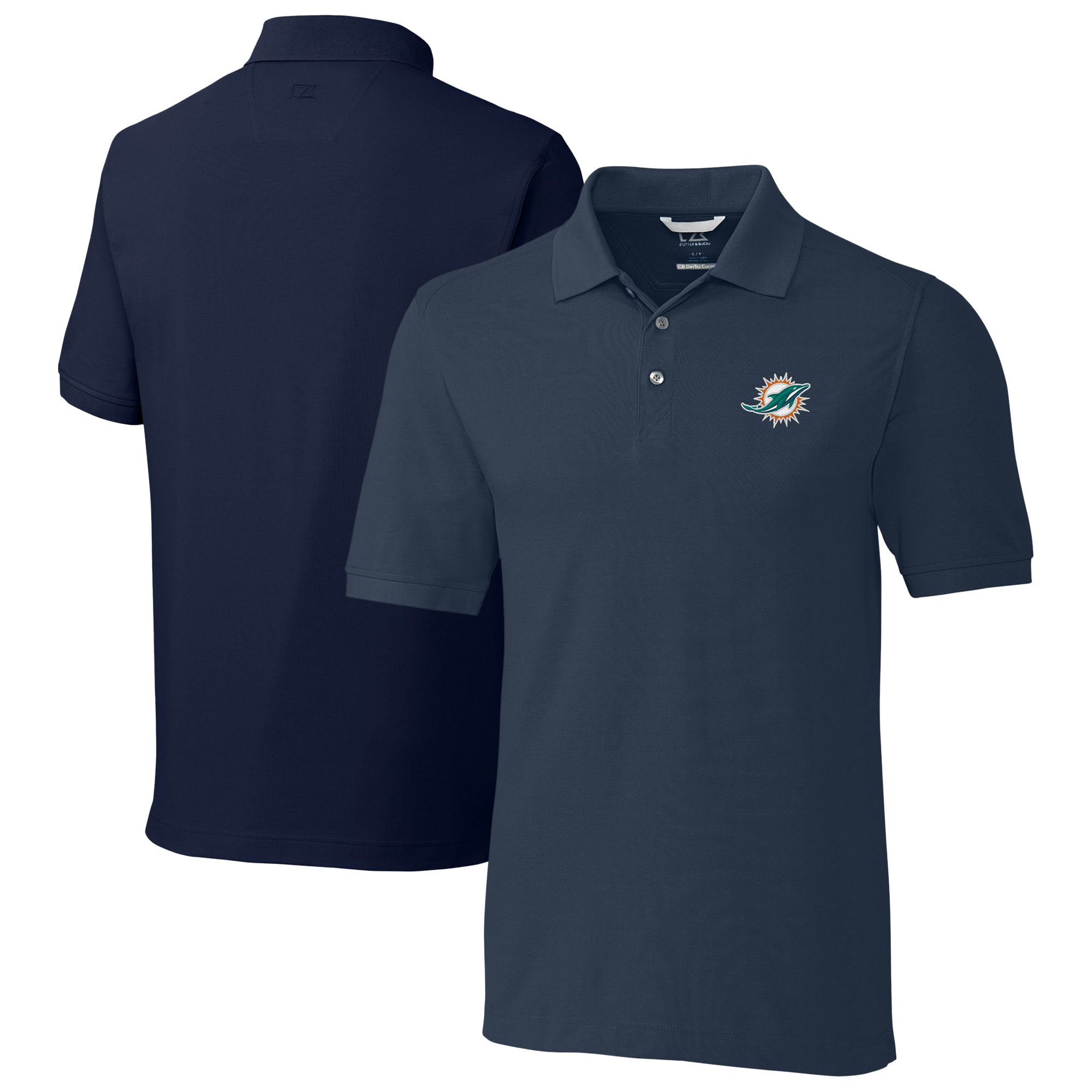 Men's Cutter & Buck Navy Miami Dolphins Big & Tall Advantage Eco Pique DryTec Tri-Blend Polo