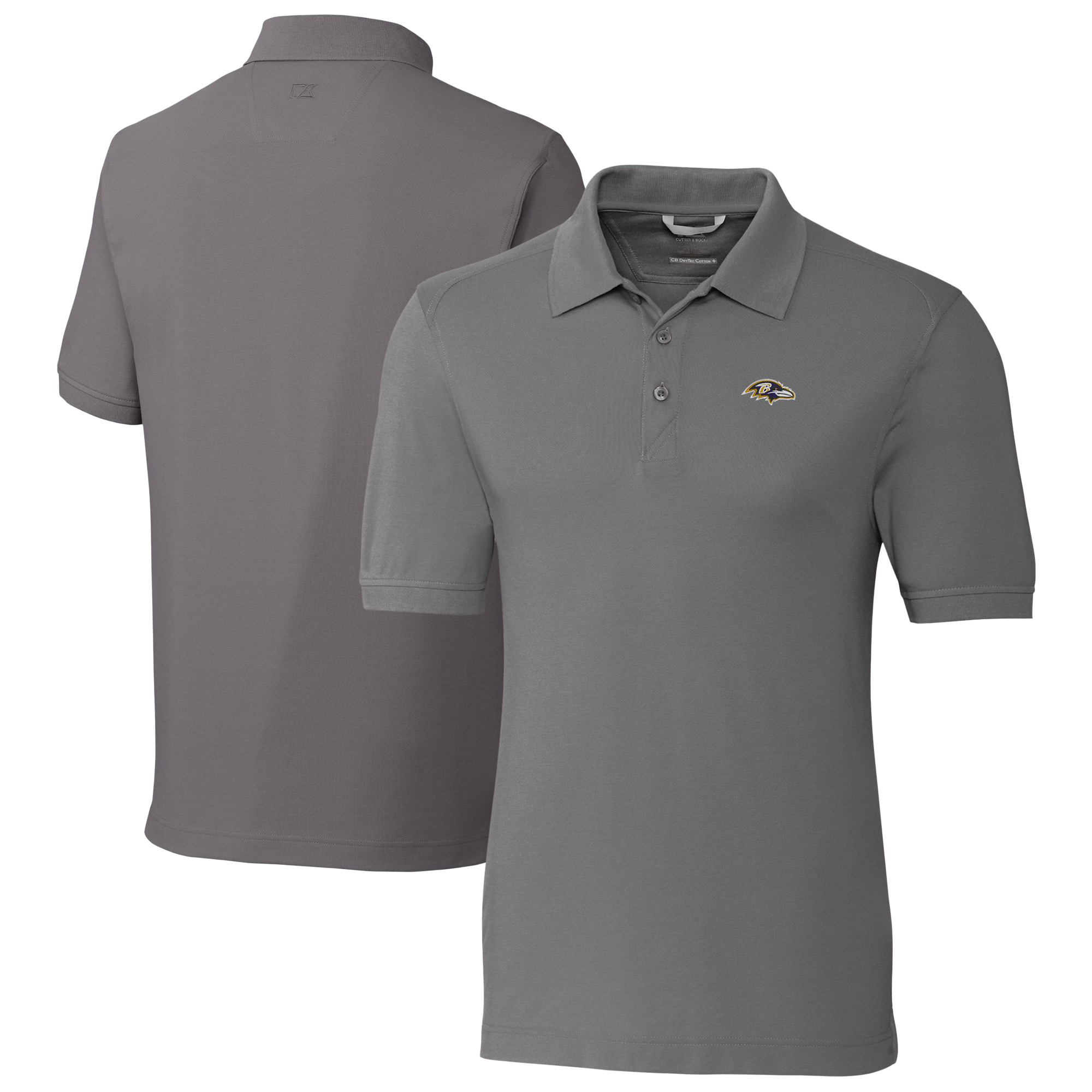 Men's Cutter & Buck Gray Baltimore Ravens Big & Tall Advantage Eco Pique DryTec Tri-Blend Polo