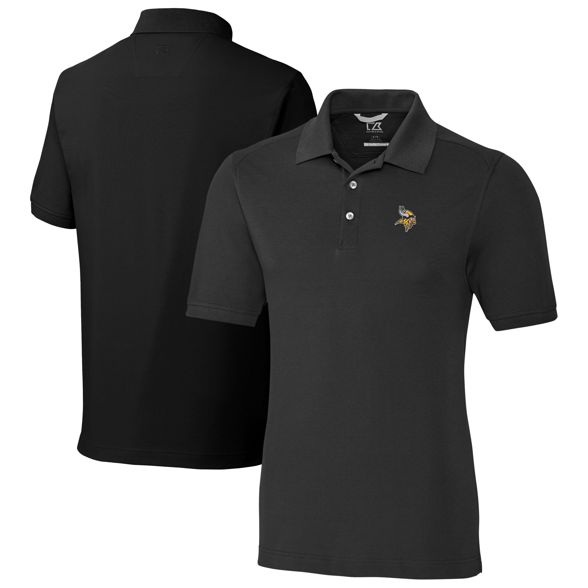 Men's Cutter & Buck Black Minnesota Vikings Big & Tall Advantage Eco Pique DryTec Tri-Blend Polo