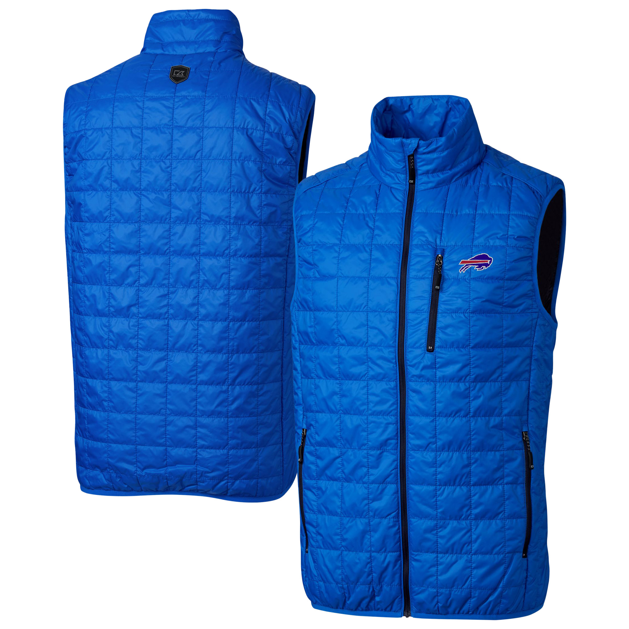 Men's Cutter & Buck Royal Buffalo Bills Big & Tall Rainier PrimaLoft Eco Insulated Full-Zip Puffer Vest