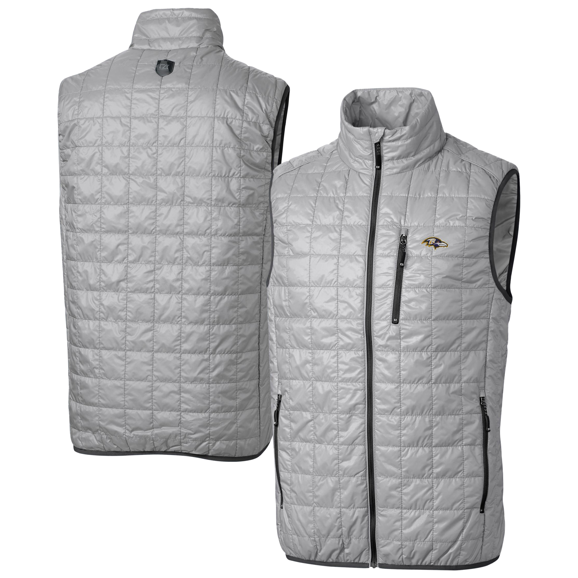 Men's Cutter & Buck Gray Baltimore Ravens Big & Tall Rainier PrimaLoft Eco Insulated Full-Zip Puffer Vest