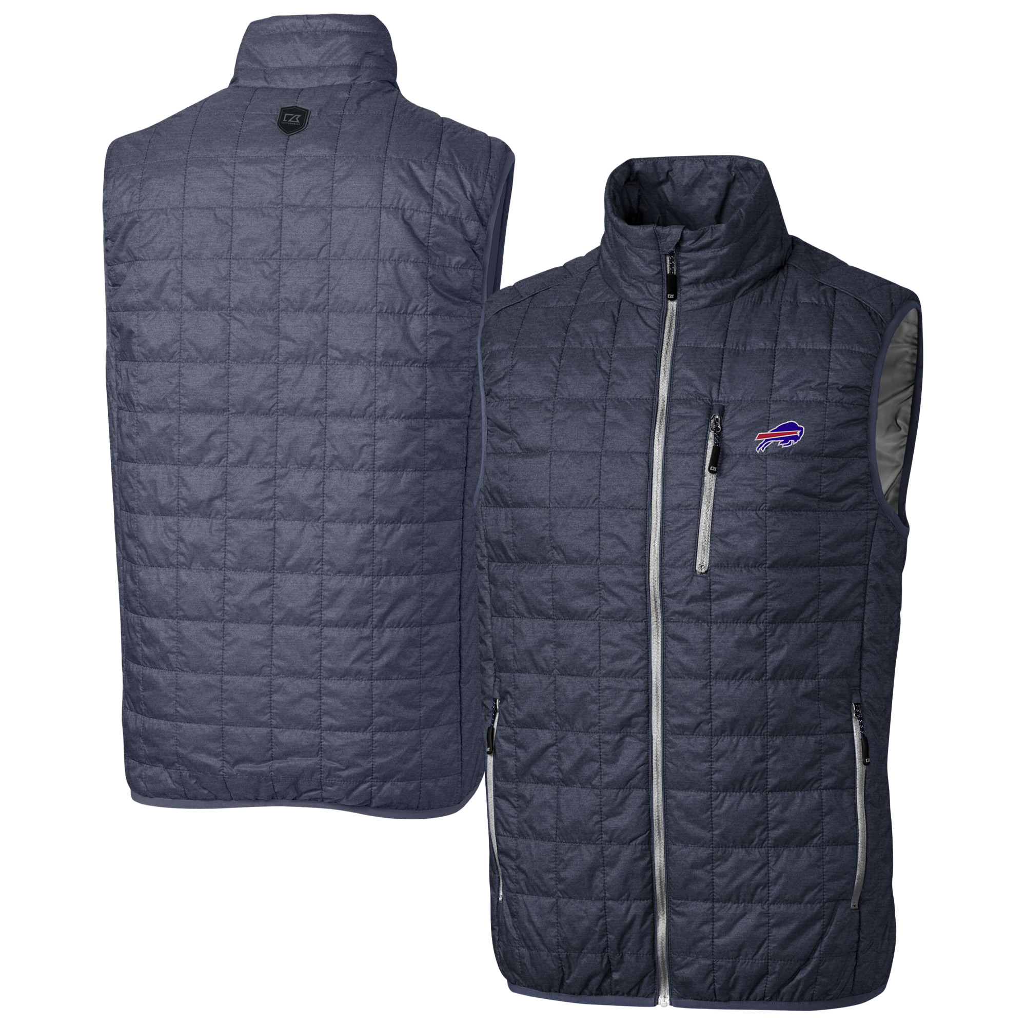 Men's Cutter & Buck Navy Buffalo Bills Big & Tall Rainier PrimaLoft Eco Insulated Full-Zip Puffer Vest