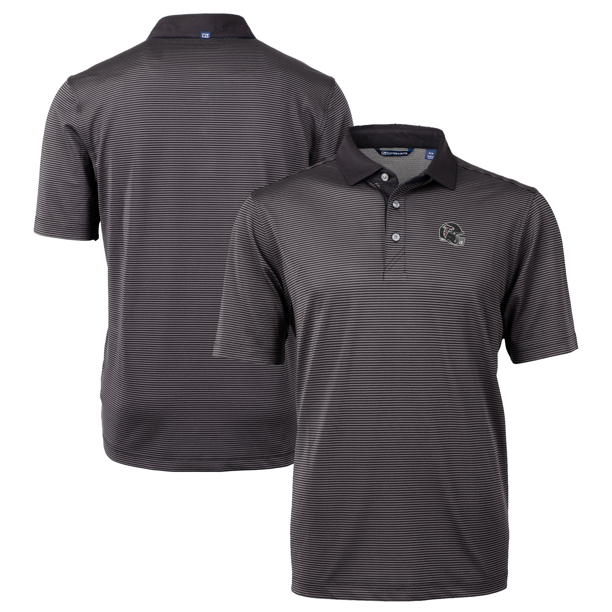 Men's Cutter & Buck Black Atlanta Falcons Big & Tall Virtue Eco Pique Micro Stripe Recycled Polo