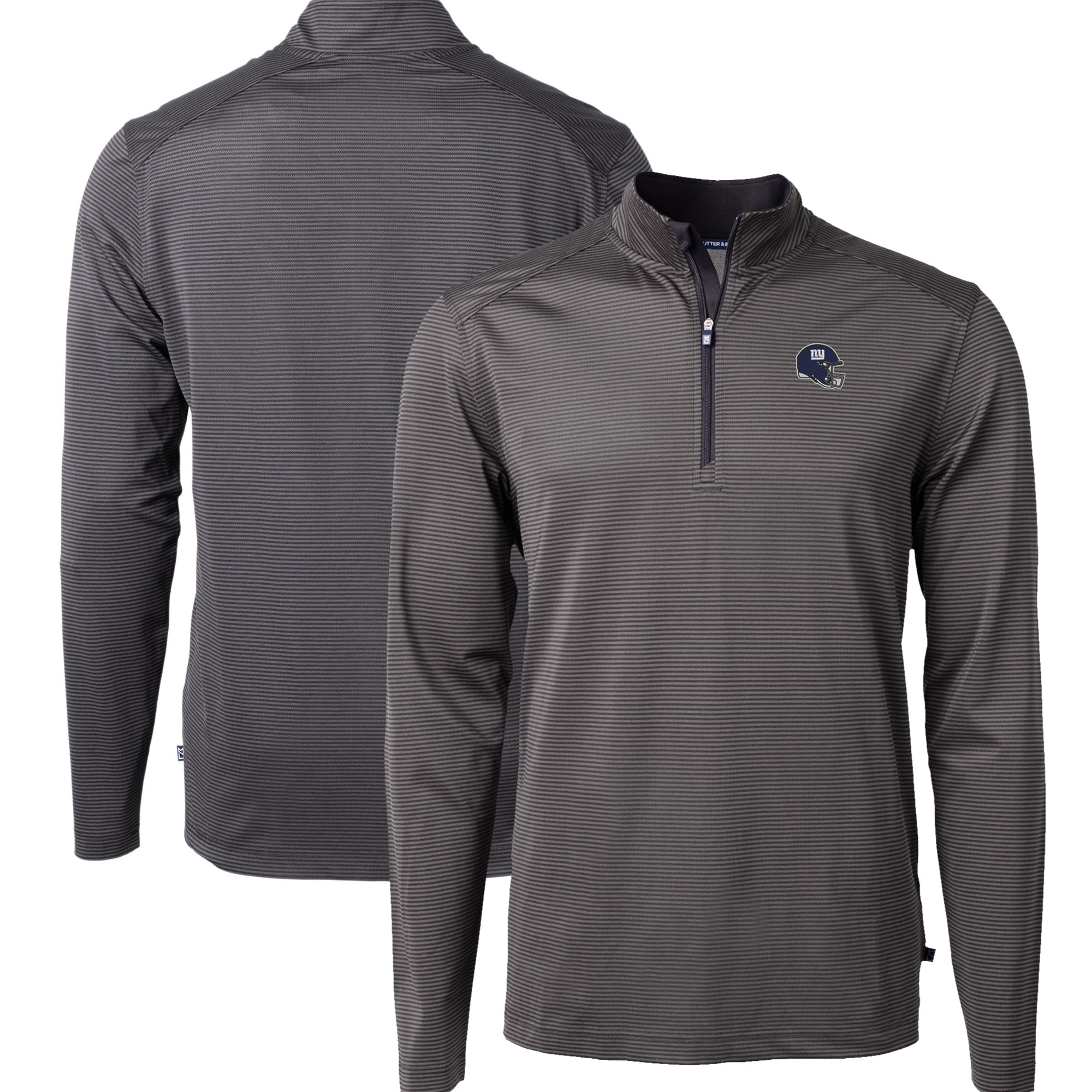 Men’s Cutter & Buck Black New York Giants Big & Tall Virtue Eco Pique Micro Stripe Tri-Blend Quarter-Zip Jacket Men’s Cutter & Buck Black New York Giants Big & Tall Virtue Eco Pique Micro Stripe Tri-Blend Quarter-Zip Jacket