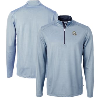 Men's Cutter & Buck Powder Blue Los Angeles Chargers Big & Tall Virtue Eco Pique Micro Stripe Tri-Blend Quarter-Zip Jacket
