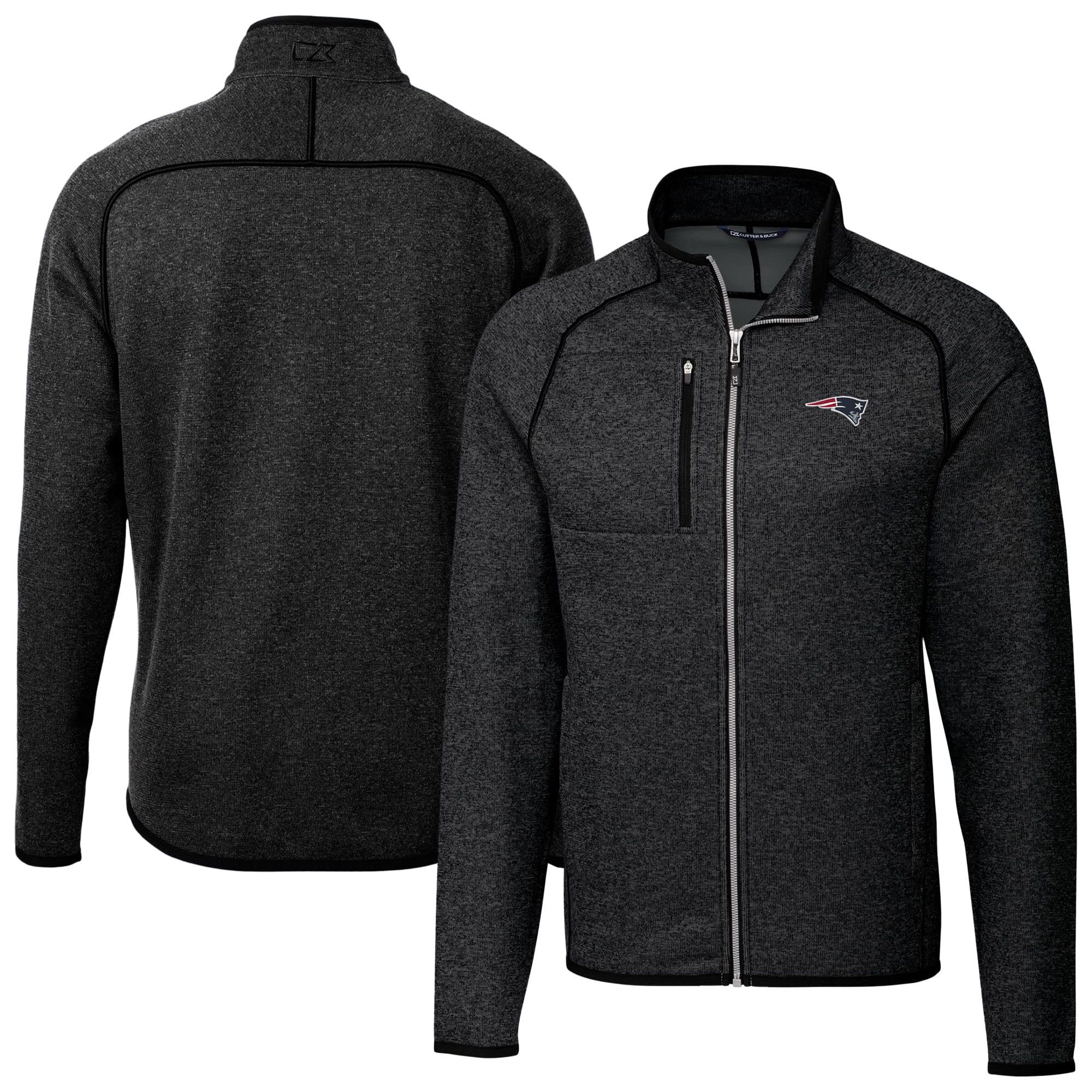Men’s Cutter & Buck Heather Charcoal New England Patriots Big & Tall Mainsail Sweater-Knit Full-Zip Jacket Men’s Cutter & Buck Heather Charcoal New England Patriots Big & Tall Mainsail Sweater-Knit Full-Zip Jacket