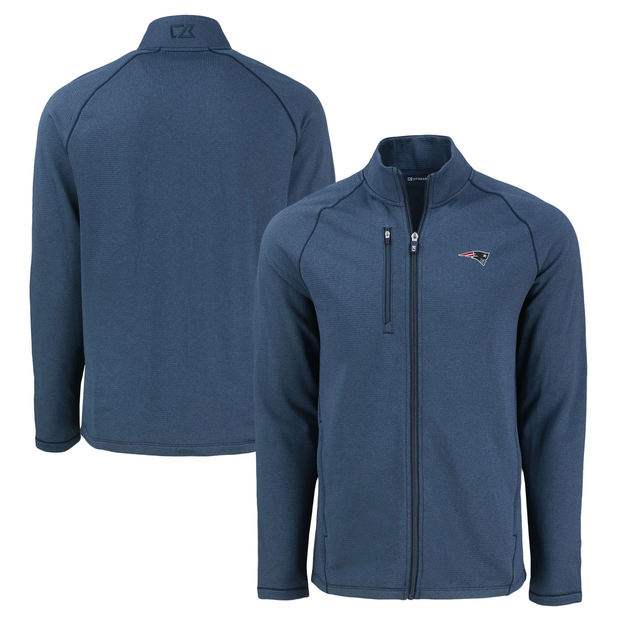 Men’s Cutter & Buck Heather Navy New England Patriots Peshastin Eco Fleece Recycled Raglan Tri-Blend Full-Zip Jacket Men’s Cutter & Buck Heather Navy New England Patriots Peshastin Eco Fleece Recycled Raglan Tri-Blend Full-Zip Jacket