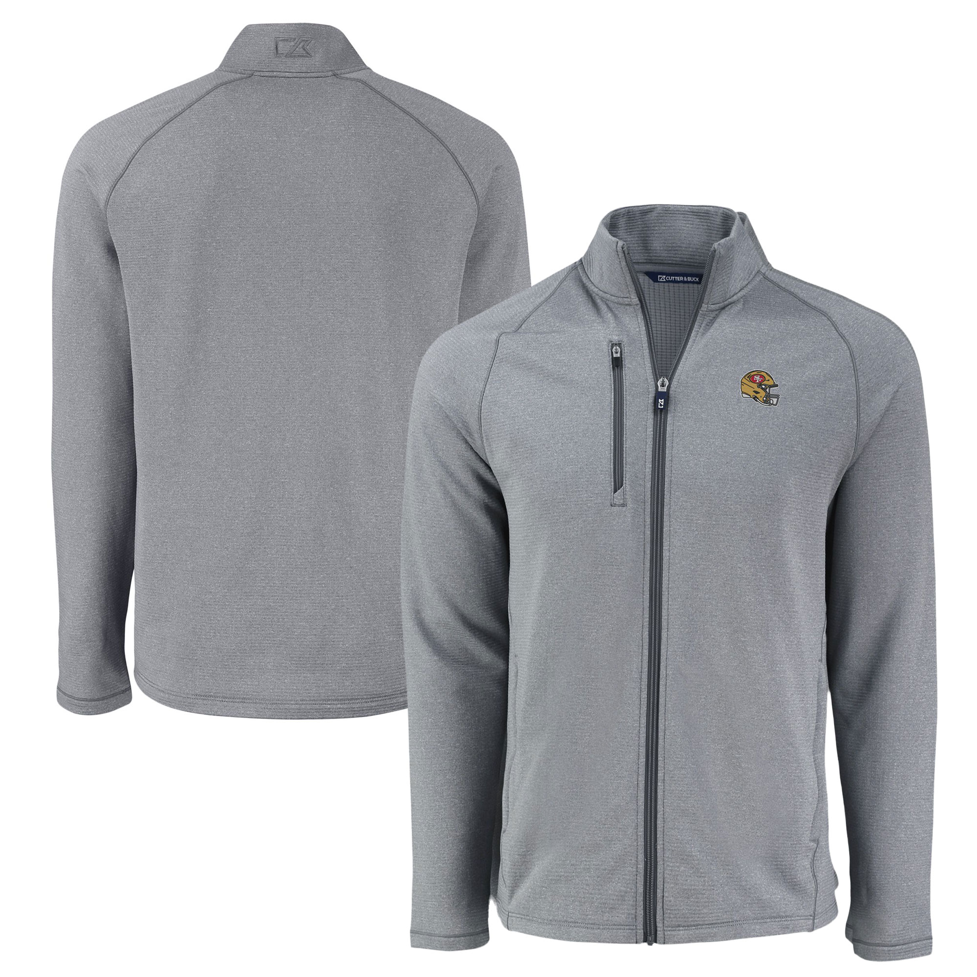 Men's Cutter & Buck Heather Gray San Francisco 49ers Peshastin Eco Fleece Recycled Raglan Tri-Blend Full-Zip Jacket